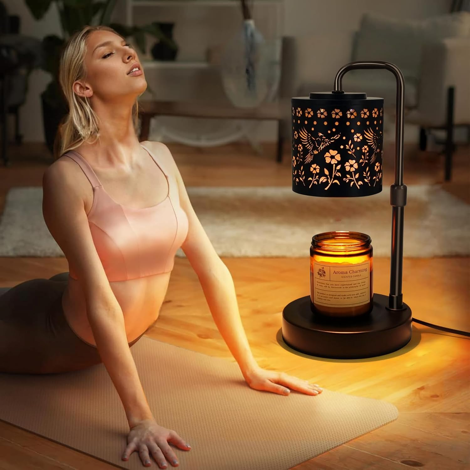 Candle Warmer Lamp with Timer & Dimmer, Adjustable Height Electric Wax Melt Warmer, Vintage Carved Craftsmanship for Scented Jar Candles, Mother&rsquo;S Day Gift, Home Decor image number 4