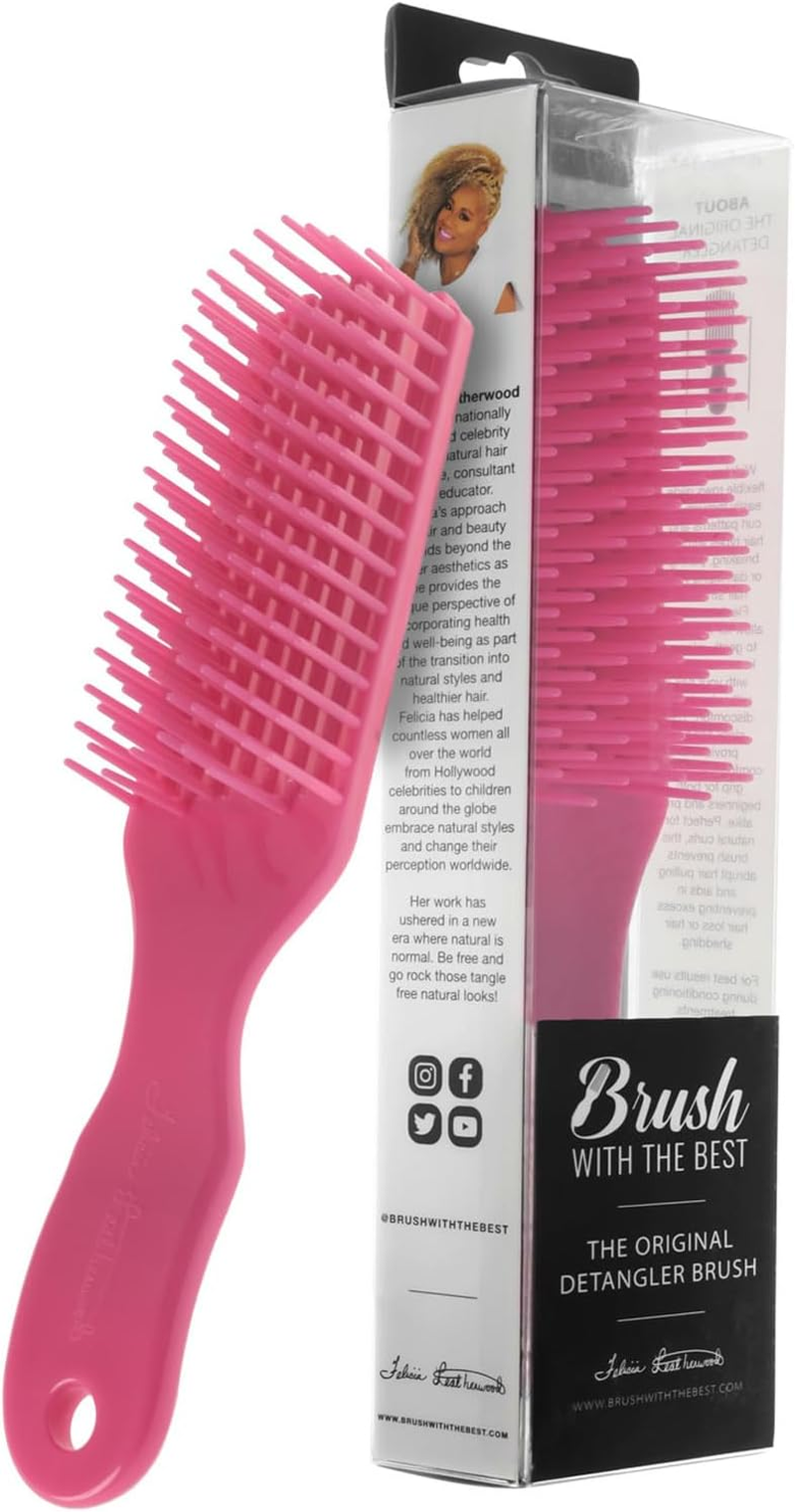 Pink Detangler Brush by Felicia Leatherwood - for Kinky, Curly, Wavy 4C or Straight Hair - Tame Your Tangles Smooth Your Coils - Pain Free for All Ages image number 3