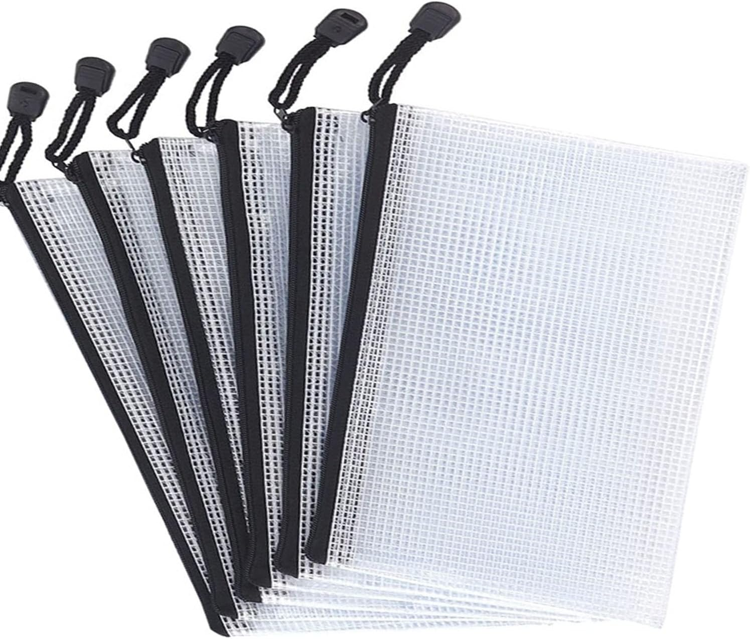 6Pcs Zip File Bags,Mesh Zipper Pouch Document,Waterproof Zip File Folders,Multipurpose Bags for School Office Supplies and Business Papers and Books Storage and Cosmetics Storage (A5 5Pcsmulticolor) image number 2