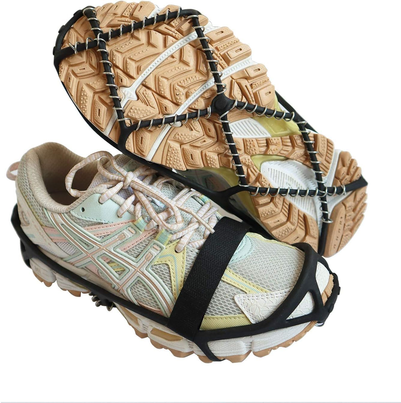 Crampons, Portable Walk Traction Ice Cleats - Non Slip, Break Resistant, Easy to Wear - Ice Spikes Gripper for Walking Hiking on Snow and Ice, Fits for Shoes Boots Etc image number 5