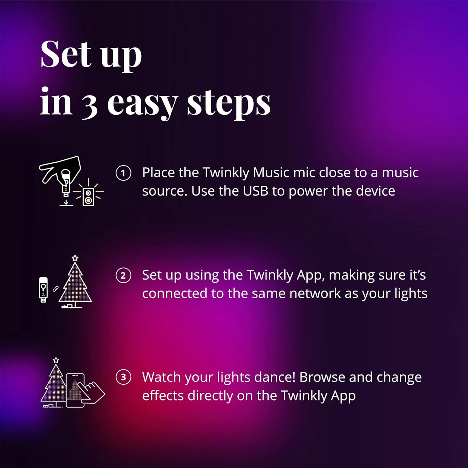 Twinkly Music &ndash; Bluetooth and Wi-Fi Usb-Powered Sound Sensor for Twinkly Smart LED Lights to Sync to Music image number 5