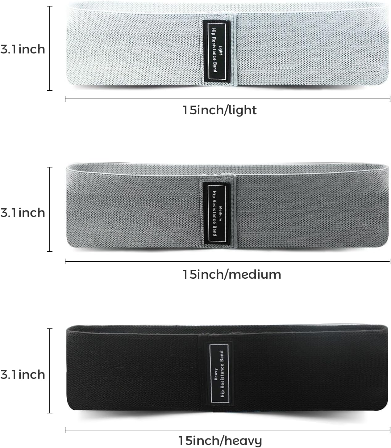 3PCS Non-Slip Resistance Bands Set - Fabric Booty Bands for Exercise & Fitness - Durable Hip and Squat Bands with Varying Resistance Levels for Strength Training image number 1