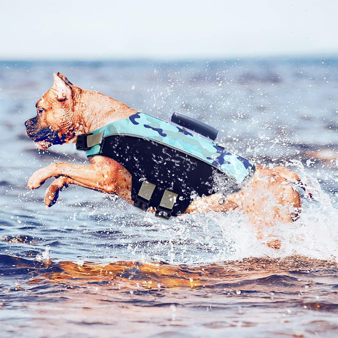 Dog Life Jacket Pet Swimwear Floating Safety Vest Buoyancy Aid Harness Swimming Swimsuit Puppy Vocation Summer Adjustable Pool Camo Blue L image number 6