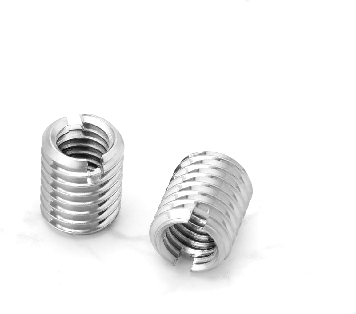 YINETTECH 20Pcs M8 to M6 Threaded Repair Insert Nut, Male Thread M8 X 1.25 and Female Thread M6 X 1.0 Length 10MM Conversion Reducer Nut Stainless Steel Slotting Thread Adapter
