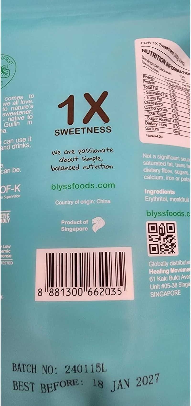 Blyss Natural Zero-Gi Monk Fruit Sweetener - 500G Powdered Icing | Organic Blend of Monk Fruit & Erythritol | Sugar-Free, Low Carb, Keto & Diabetic Friendly | Perfect for Baking & Desserts image number 3