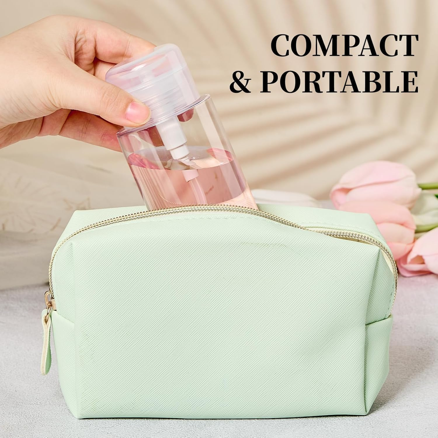 Push down Pump Dispenser Empty Pushs Top Bottle, 3Pcs Clear Push down Pump Bottle Empty Alcohol Pump Dispenser Leak-Proof One-Touch Pump Bottles for Nail Polish Makeup Remover, 200Ml image number 6