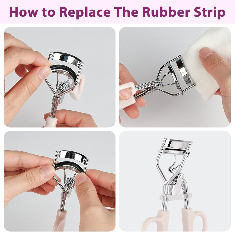 BUTBU 50Pcs Eyelash Curler Refills, Eyelash-Curlers Pads, Silicone Rubber Curlers Replacement Pad, Durable Rubber Strips for Universal Eyelash Curler (Black) image number 5