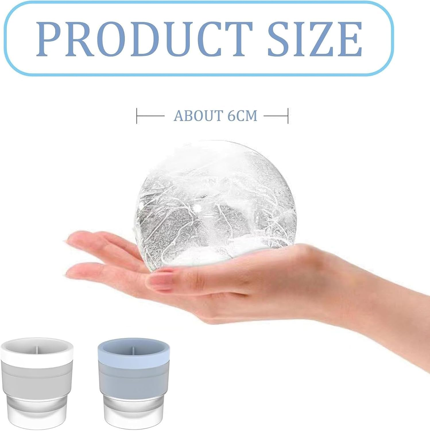 8 PCS round Ice Cube Mold, Ice Ball Mould (4 Blue + 4 White), Reusable Silicone Ice Cube Trays for Freezer, Large Ice Cubes for Whiskey, Cocktails, Coffee image number 5