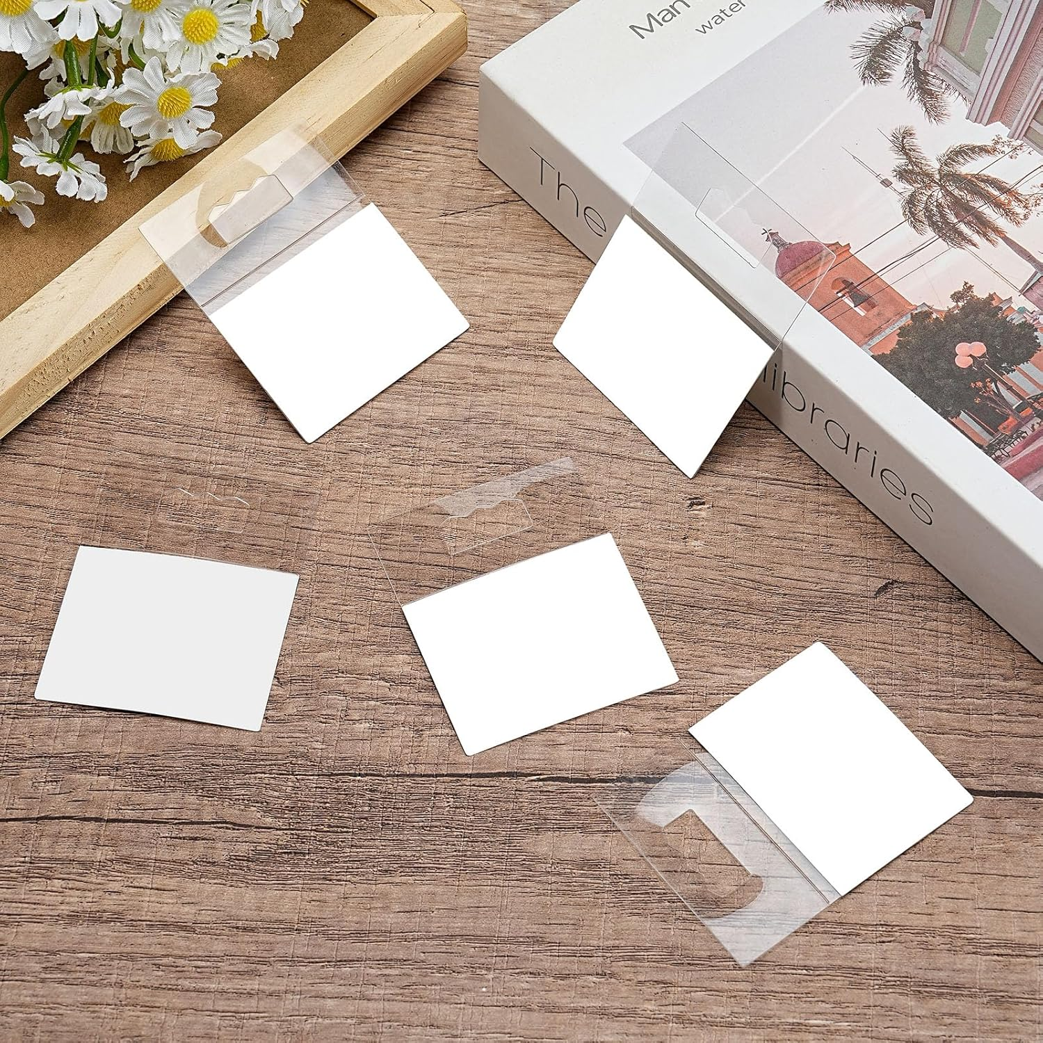 100 PCS Adhesive Picture Hangers, Foam Board Hanger, Plastic Frame Hooks for Back of Frame, No Nail Hanging (Transparent) image number 4