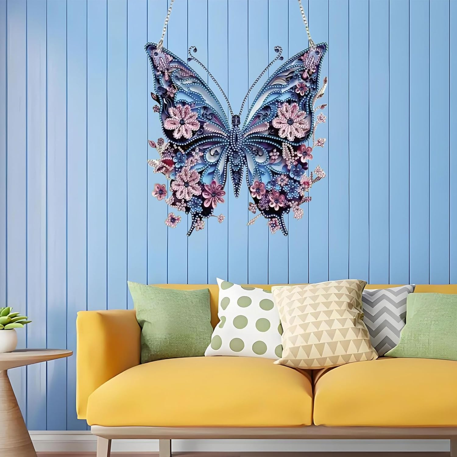 MYTOAU Hanging Diamonds Painting Pendant Kit,Diamond Art Kit,Diamond Art Kits for Adults, 9.25X9.27Inch DIY Animal Gem Painting Board Art Kit Ornament, Special Crystal Diamond(Butterfly) image number 1