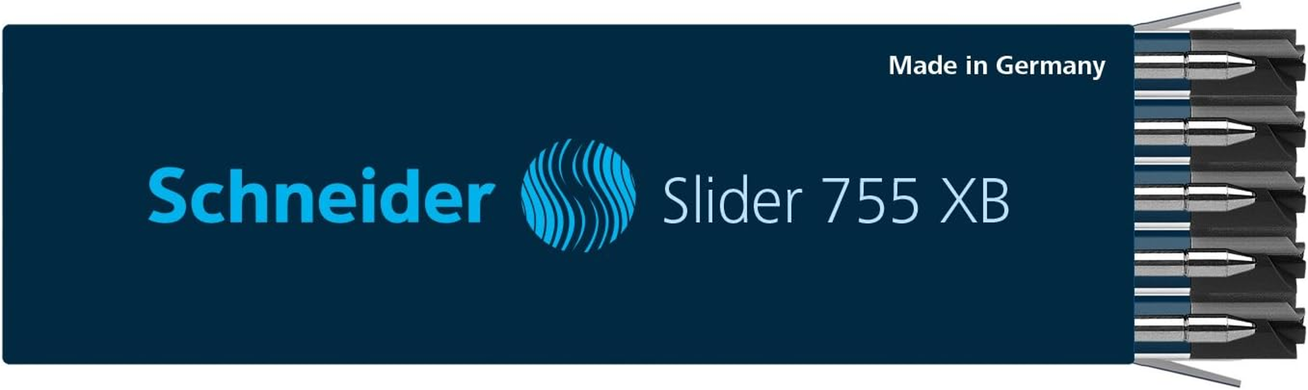 Schneider Slider 755 XB (Extra Broad) Ballpoint Pen Refill, 1.4 Mm, ISO Format G2, Black Ink, Box of 10 Refills (175501) image number 1