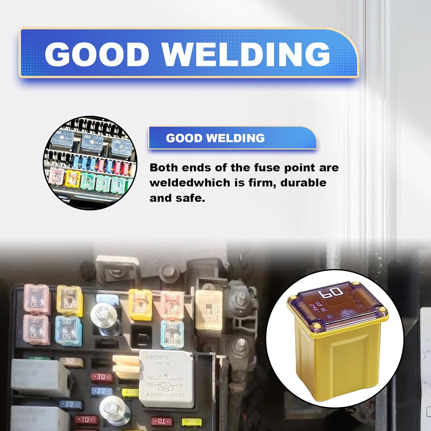 10Pcs Jcase Fuse Kit Mini Jcase Fuse Assortment Low Profile for Pickup Trucks Cars and SUVS (20A/30A/40A/50A/60A, 2Pcs Each) image number 3