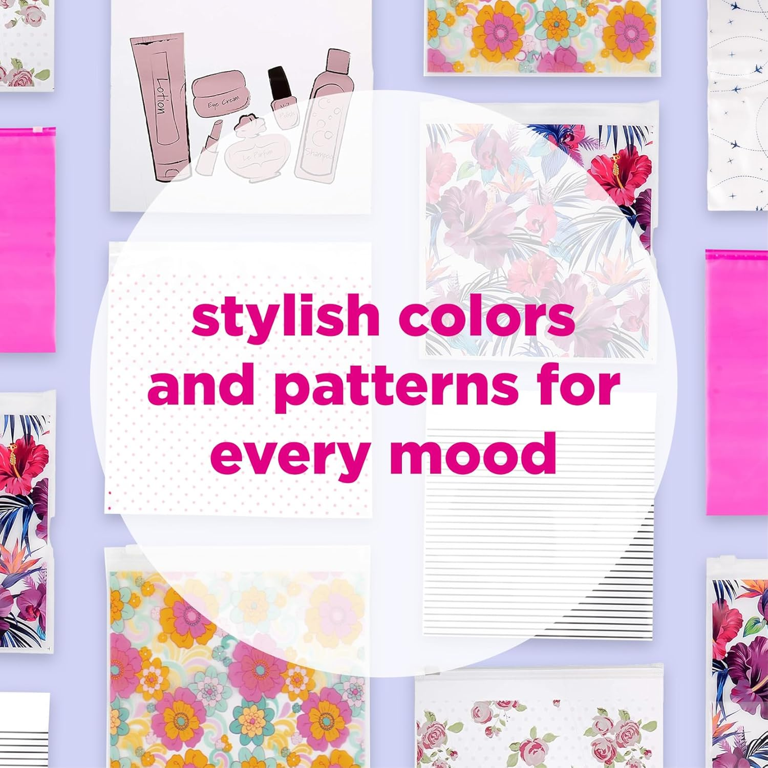 Miamica Women'S Resealable Toiletry Bag & Travel Packing Organizers, Hibiscus, 12 Pack, Hibiscus, 12 Pack, Resealable Bags - Toiletry Bag & Travel Packing Organizers image number 2