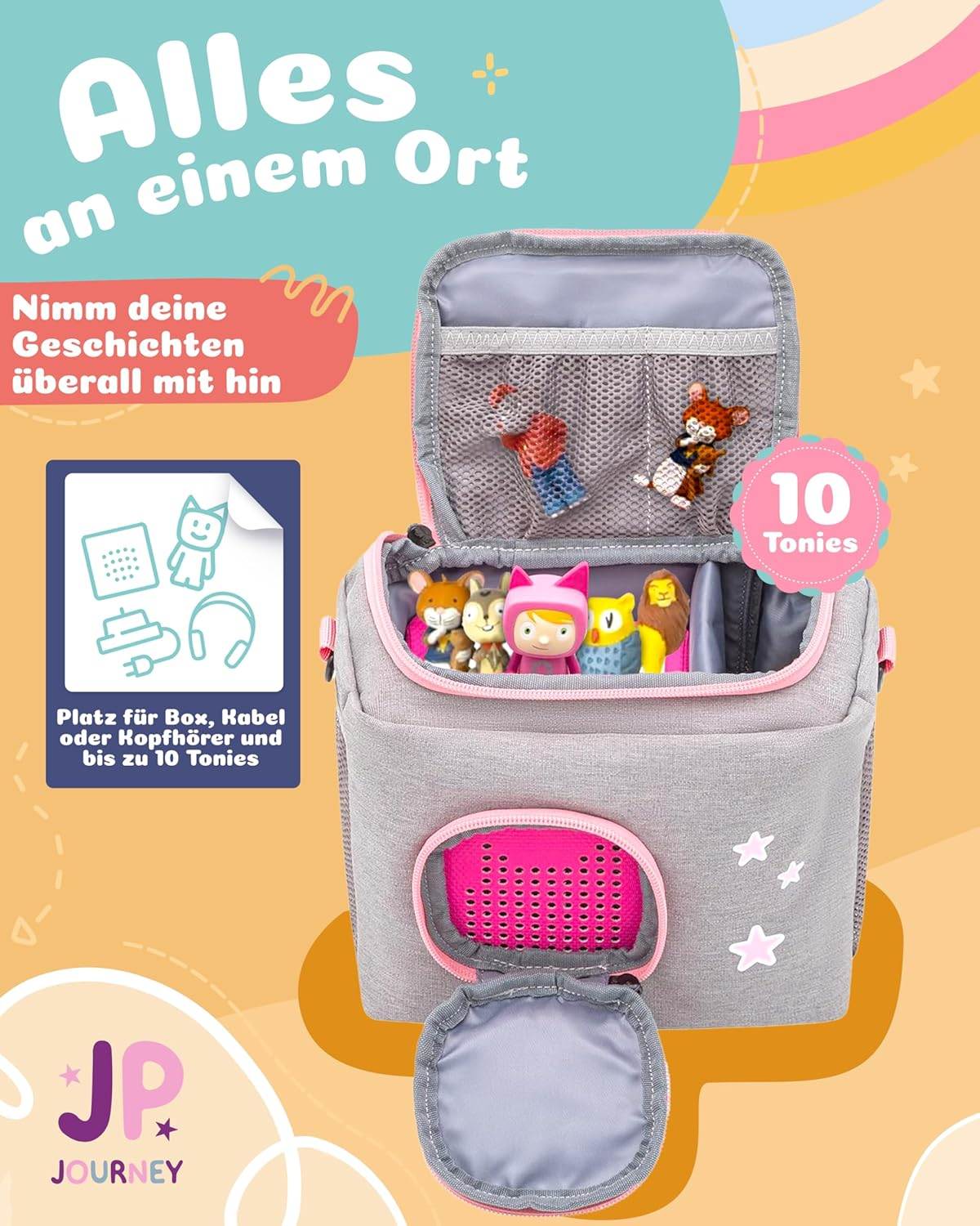 Bag for Toniebox - Boxbag for 10 Figures and Box for Travel and in the Car, Velcro image number 5