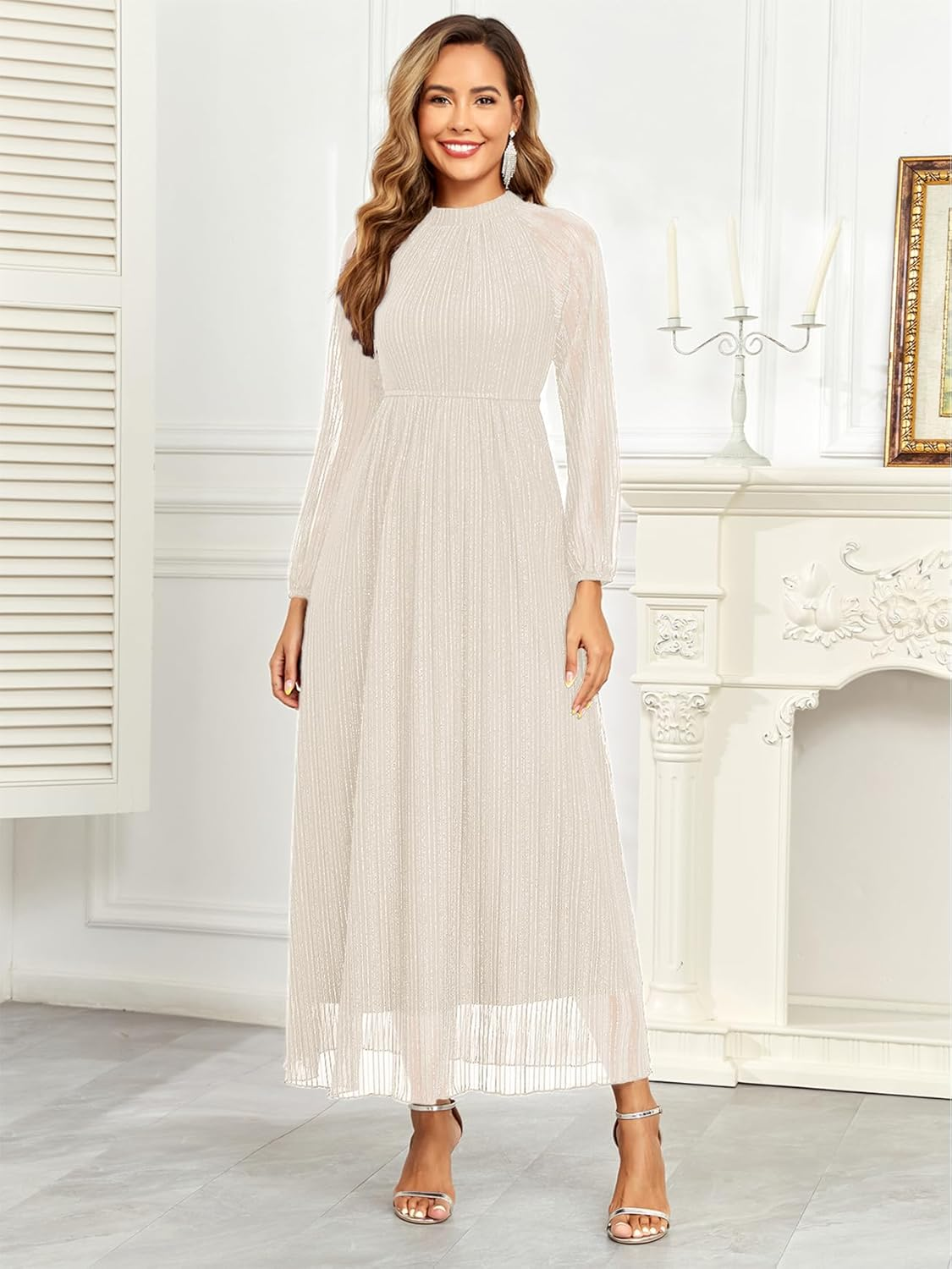 CYCLAMEN Formal Maternity Dress Sparkly Halter Neck A-Line Maxi Gown Baby Shower Pregnancy Photoshoot Wedding Guests image number 3