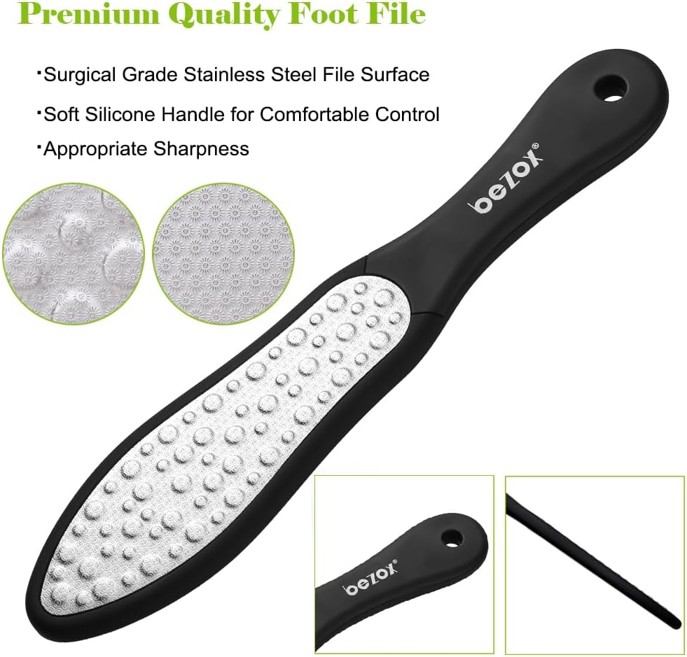BEZOX Foot File Callus Remover Removes Dead and Shrinked Skin Callus Portable Foot Care Stainless Steel (Silicone Handle) image number 4