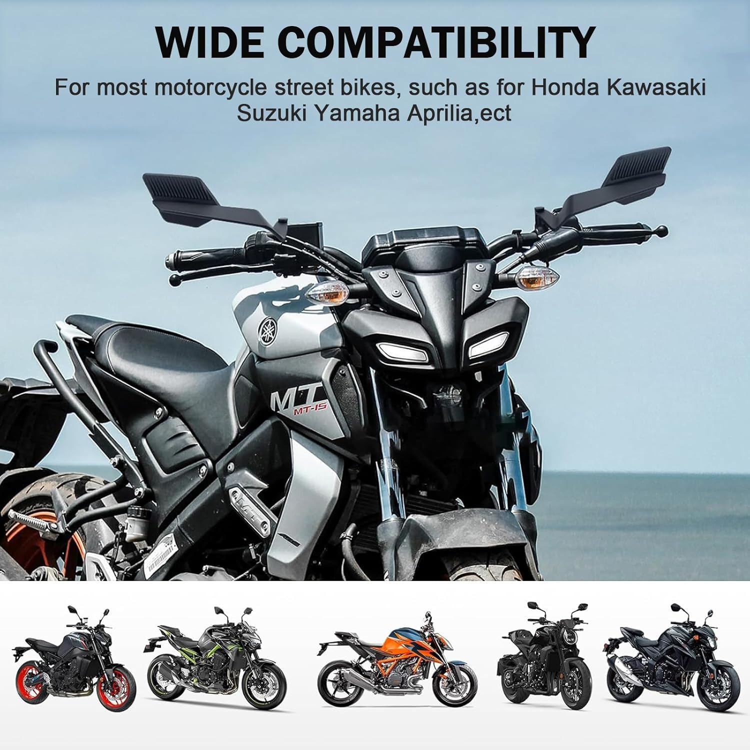 AULESSE Motorcycle Rearview Mirror, a Pair of Universal Motorbike Wing Mirrors with M8 M10 Threaded, Motorcycle Mirrors for Motorcycles Mopeds Scooter Cruiser