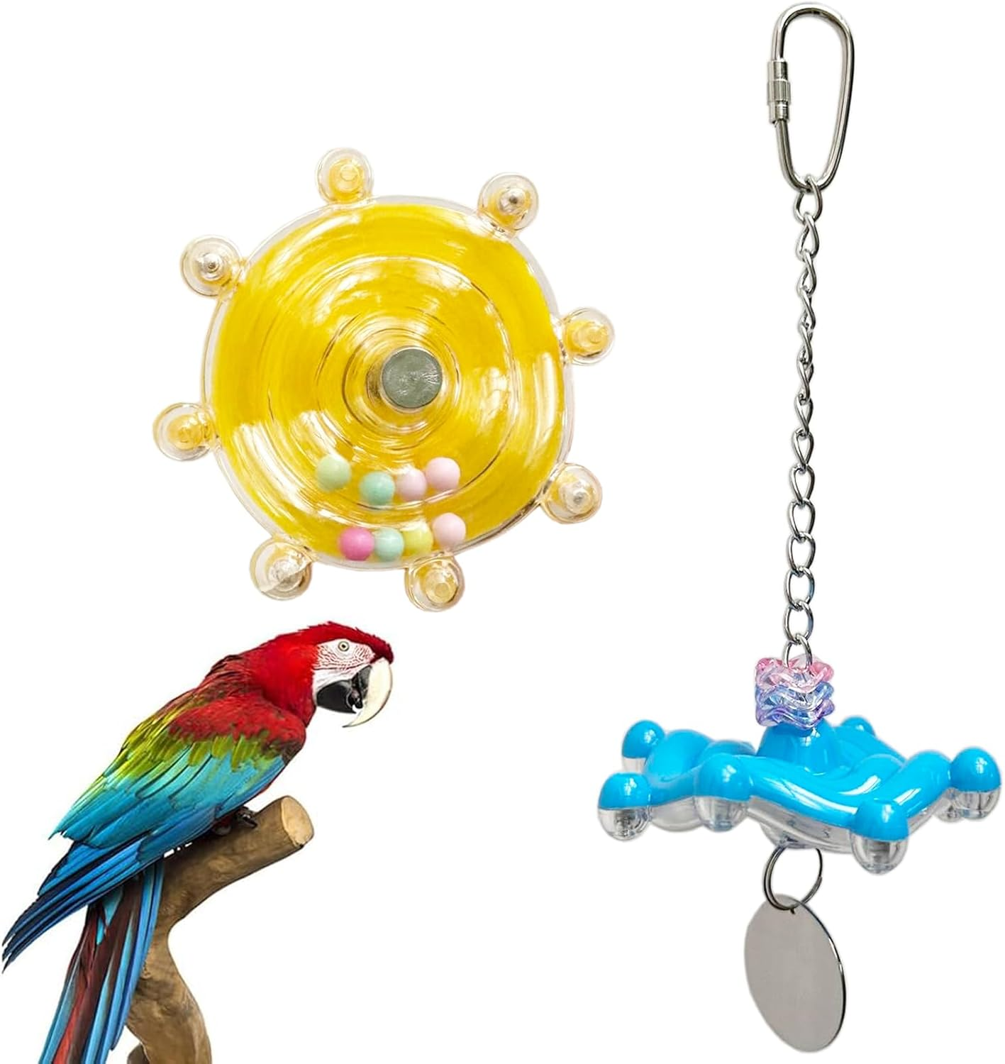 Parrot Spinner Toy, Bird Toys for Parakeets Bird Swivel Wheel Rotating Toys, Bird Spinner Interactive Parrot Toy
