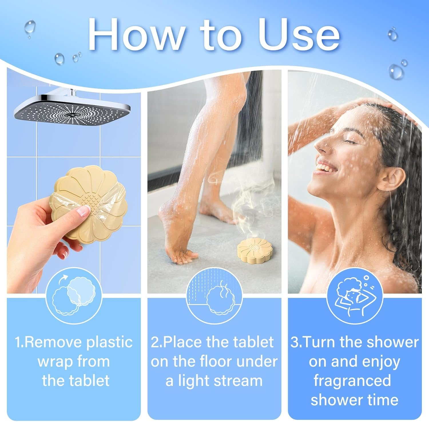 Seasonbliss Shower Steamers 6 Pack Shower Bombs with Unique Shapes & Scents, Orange Peppermint Lemon Rose Chamomile Sea, Self Care Shower Steamer, Stocking Stuffers Christmas Gifts for Women, Men image number 4