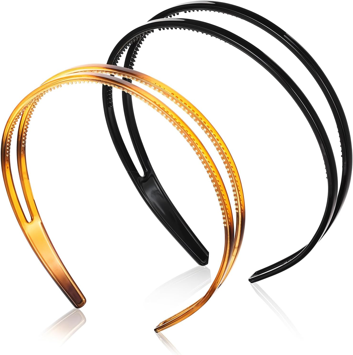 Plastic Headband, Pack of 2, Double Row Headbands, Women'S Black with Teeth, Non-Slip Headband, Thin Hair Band, Accessories, Headpiece for Women, Girls, Daily Wear