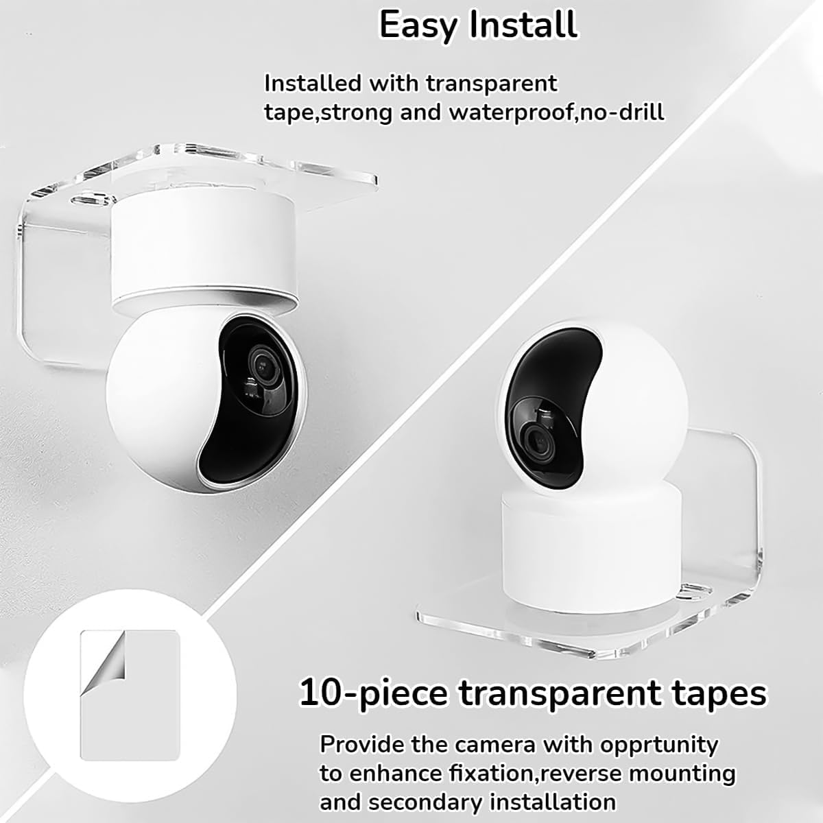 Liyquint 3Pcs Drill Free Wall Mount Shelf for Security Cameras,Wall Mount Floating Shelves, Baby Monitors, Speakers & More, Universal Holder, Strong Adheasive, Easy to Install (3, M) image number 5