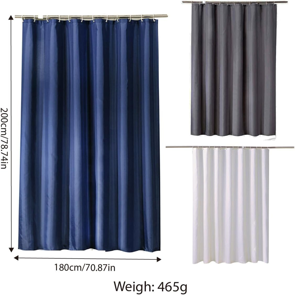 AIMALL Thickened White Fabric Shower Curtain, Polyester Waterproof Hotel-Grade Liner, Plain Color, Durable & Easy Care