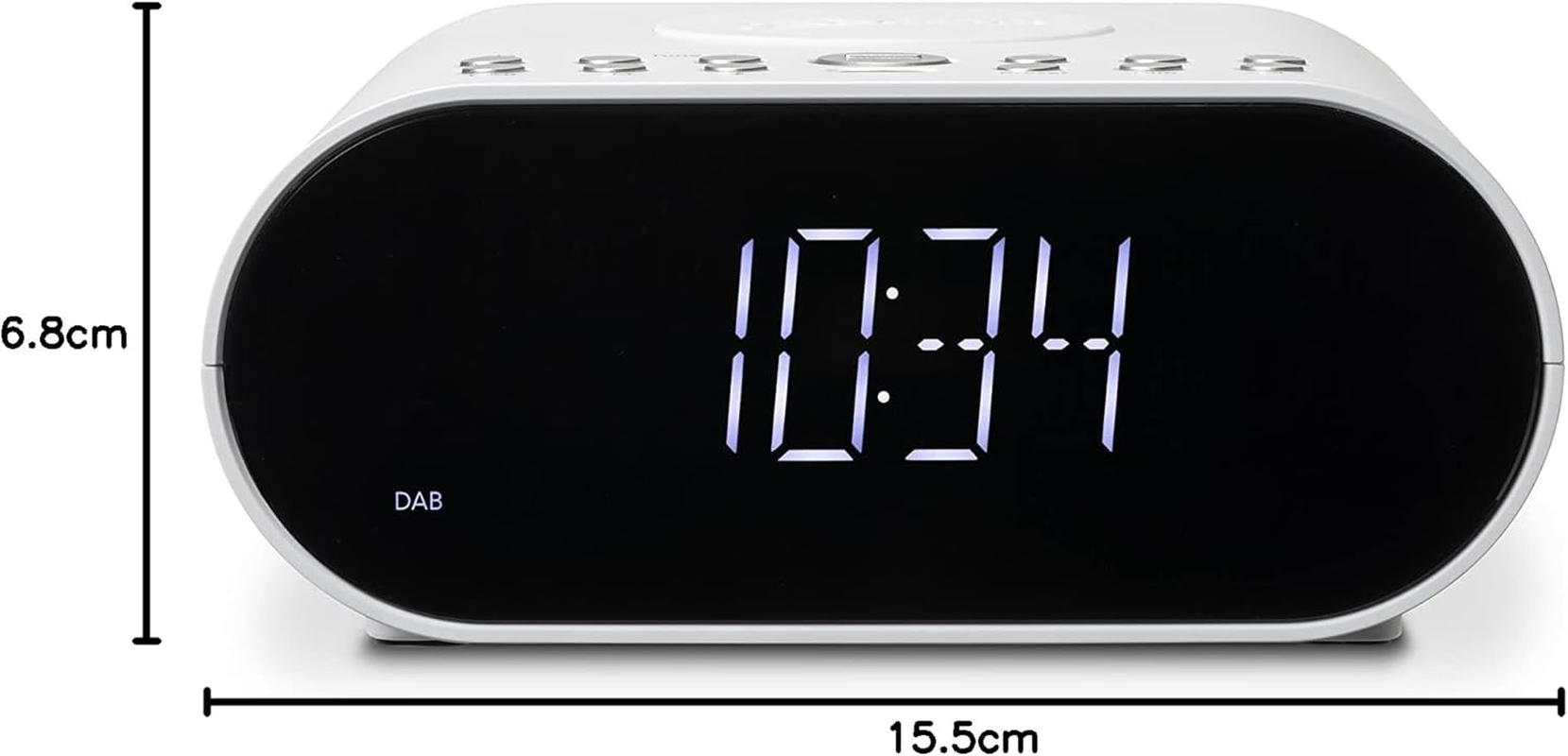 Roberts ORTUSCHARGED-WHT DAB Alarm Clock Radio with Wireless Smartphone Charging - White