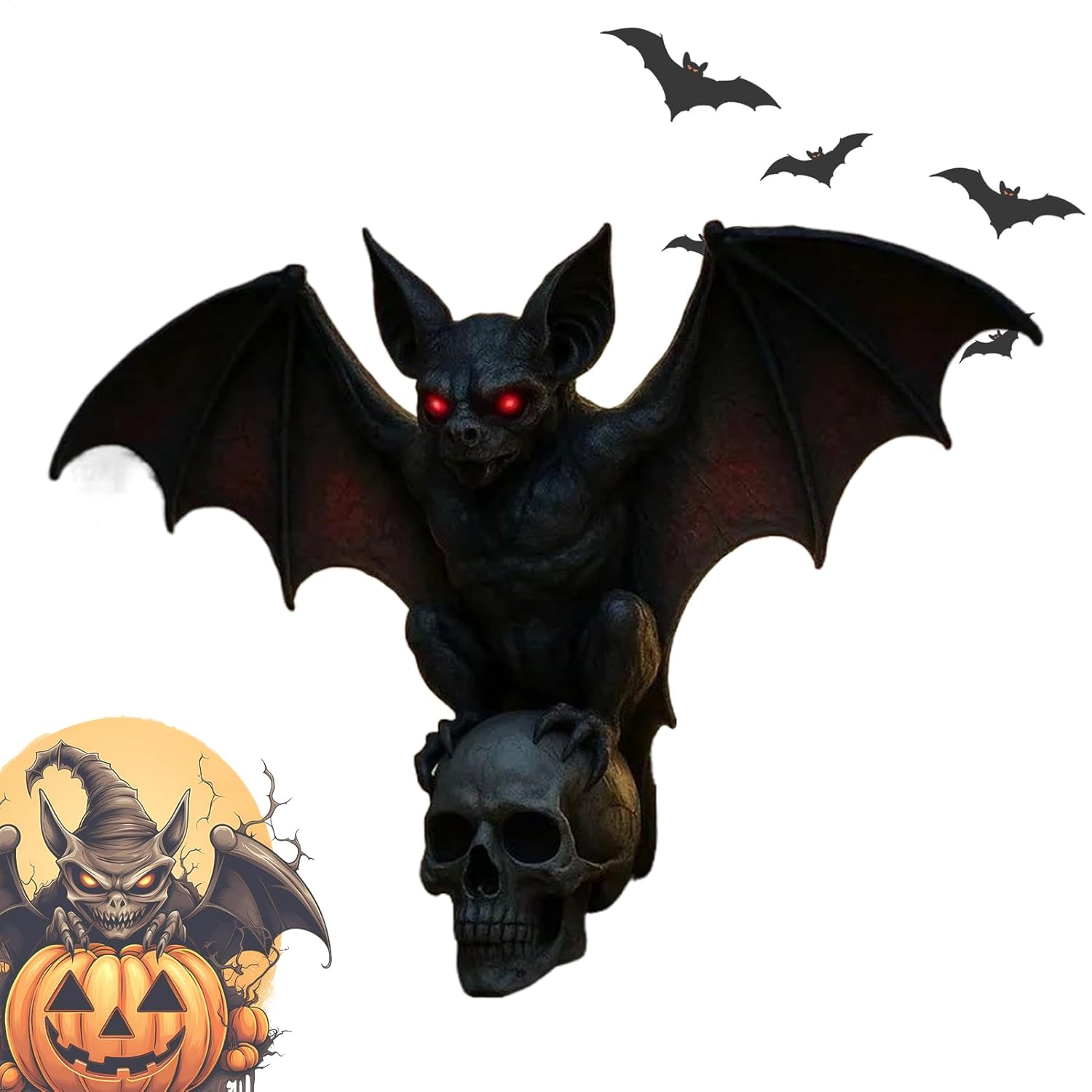 Zunetsutock Sinister Halloween Lighting - Scary Skeleton Head Bat Night Atmosphere Wall Lamp for Room Games Bedroom Bar Living Room Party Home Atmosphere Horror image number 6