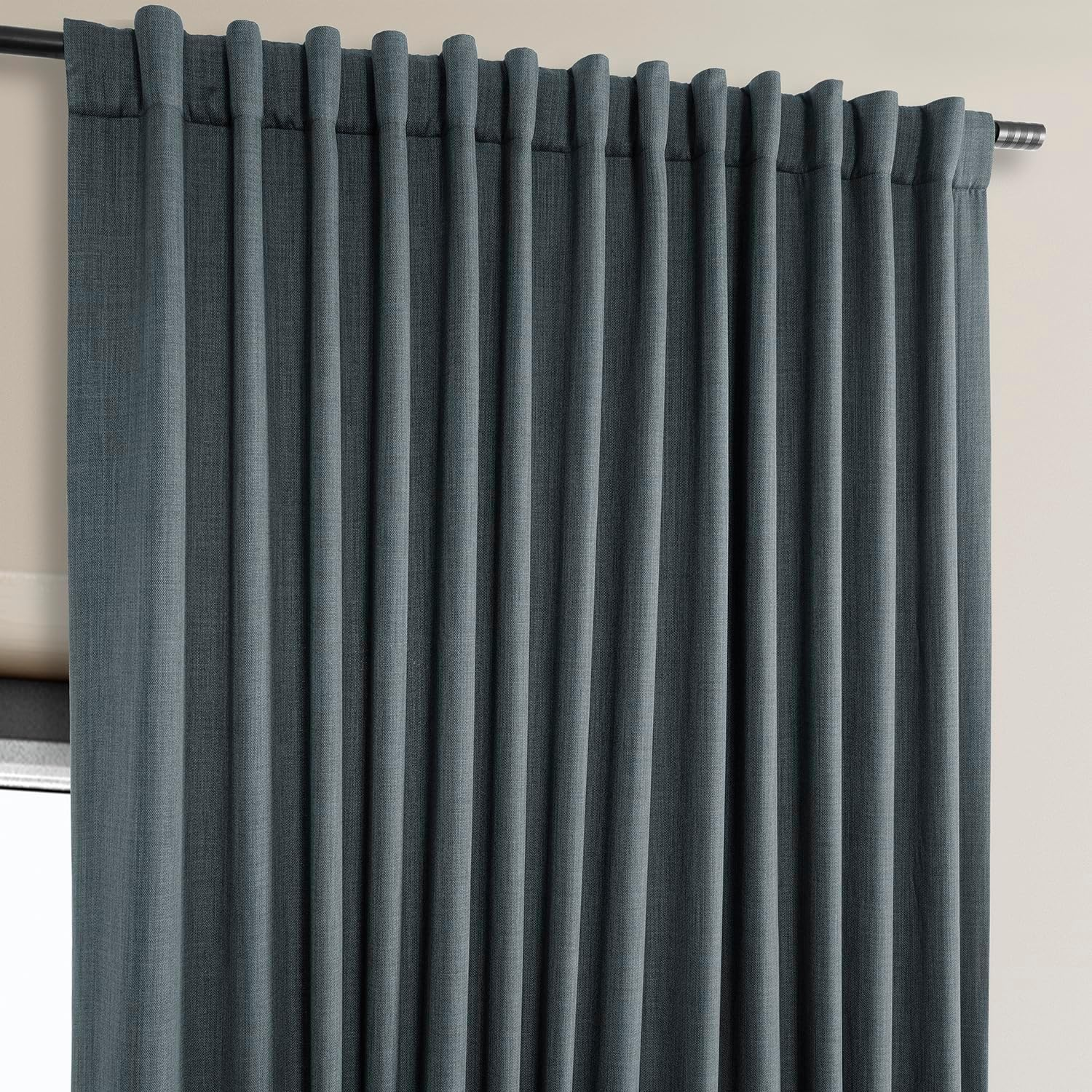 HPD Half Price Drapes Faux Linen Textured Room Darkening Curtains for Bedroom 108 Inches Long (1 Panel), 100W X 108L Extra Wide Curtains for Living Room Home Decor, Reverie Blue image number 3