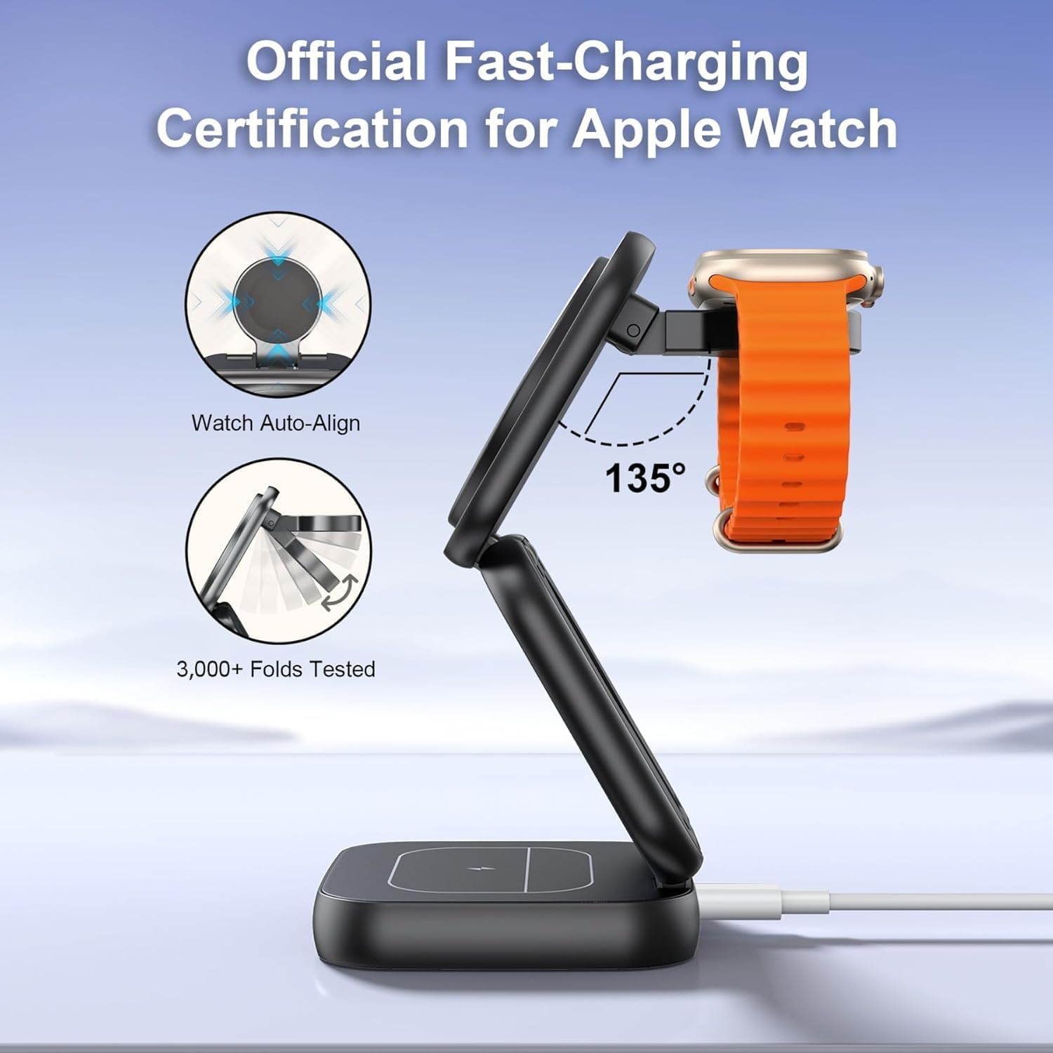 5 in 1 Wireless Charger for Magsafe, AC ISLAND Foldable Charging Station for Apple, Magnetic Multi Charging Stand Dock for Iphone 17/16/15/14/13/12 Series, Apple Watch Airpods (With 35W Gan Adapter)