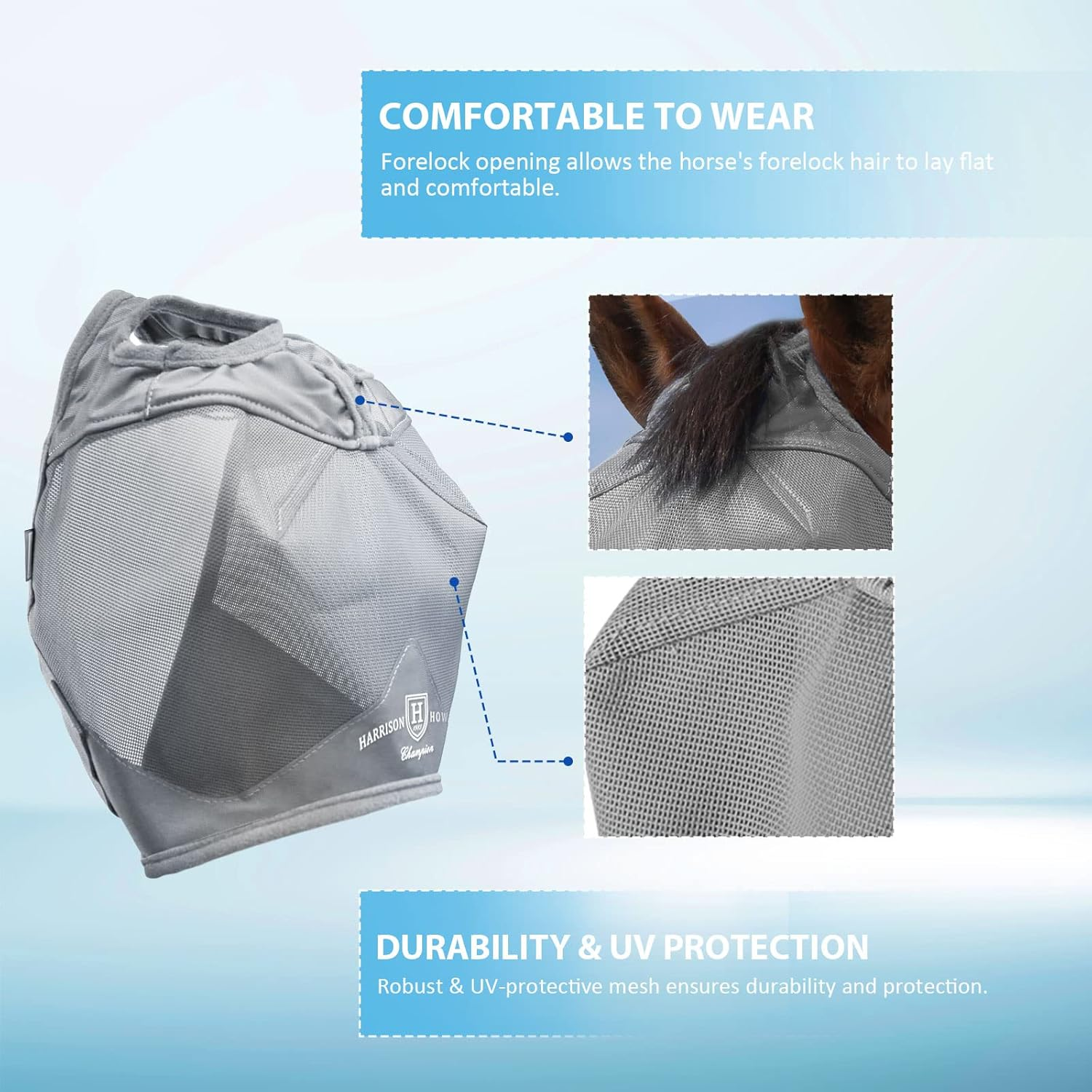Harrison Howard Horse Fly Mask Standard Original Grey Warmblood Extra Large image number 2