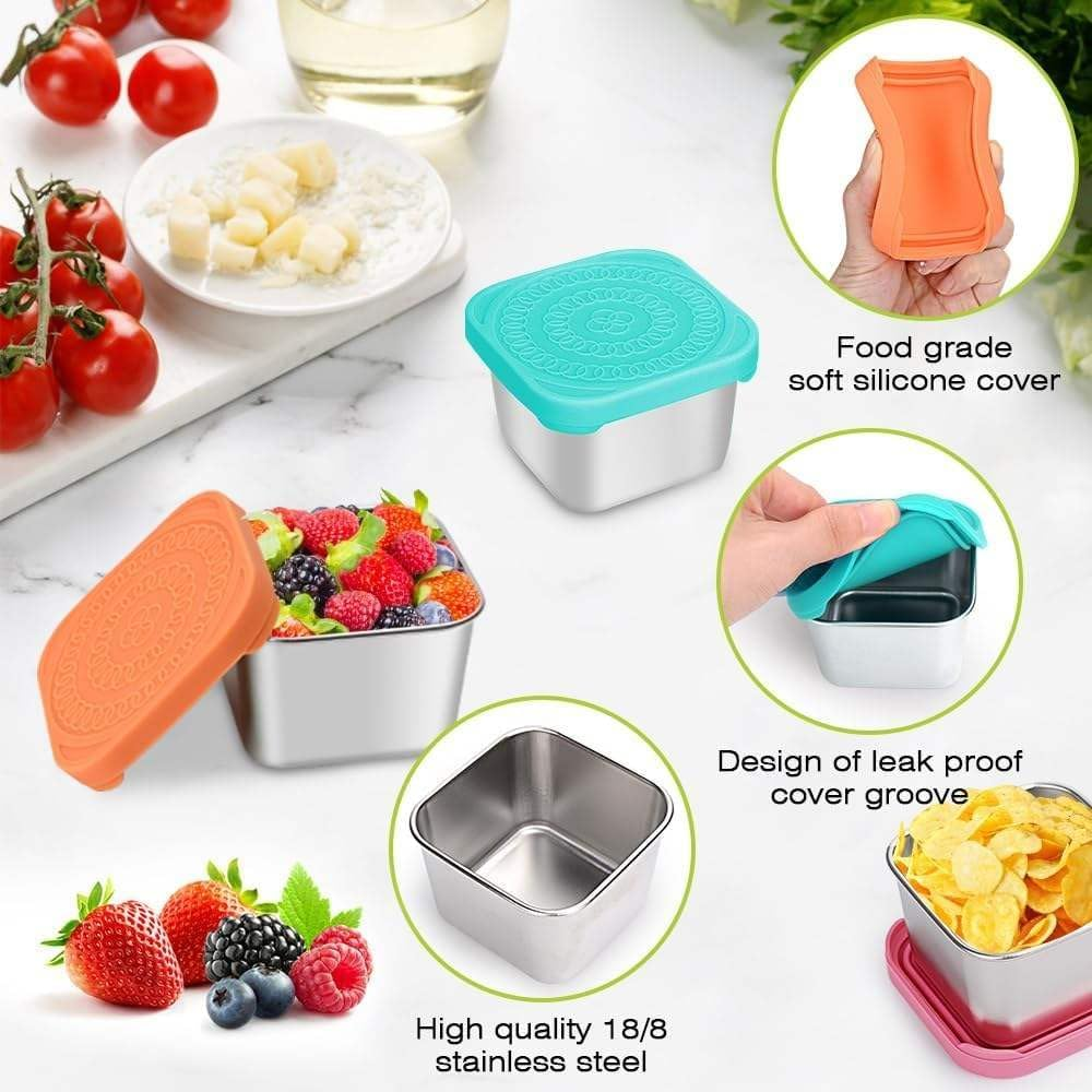 6Pack 6Oz Stainless Steel Snack Containers for Kids, Easy Open Leak Proof Metal Toddler Snack Containers with Silicone Lids, Reusable Food Storage Lunch Boxes for Daycare School Travel Picnic image number 3
