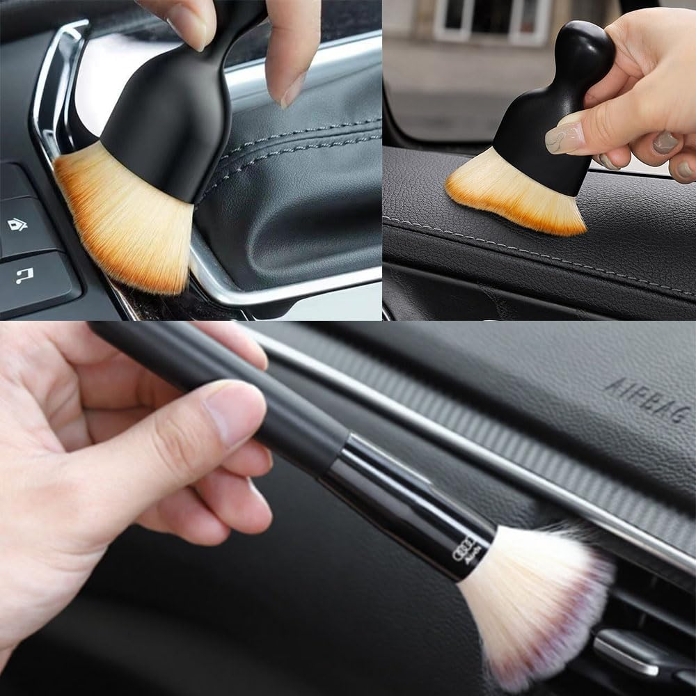 Car Brush,3 Pcs Car Interior Cleaning Tool Brush with Cover,Car Detailing Brushes Interior Duster,Auto Interior Soft Bristles Cleaning Car Detailing Brush Dusting Tools image number 3
