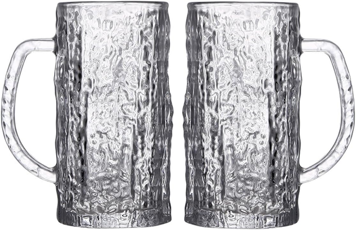 DZGUAI Pub Beer Glass - 485ML, Set of 2, Beer Glass Gift Set, Large Beer Mugs, Premium Glassware,Glacier Pattern Glass Cups image number 6