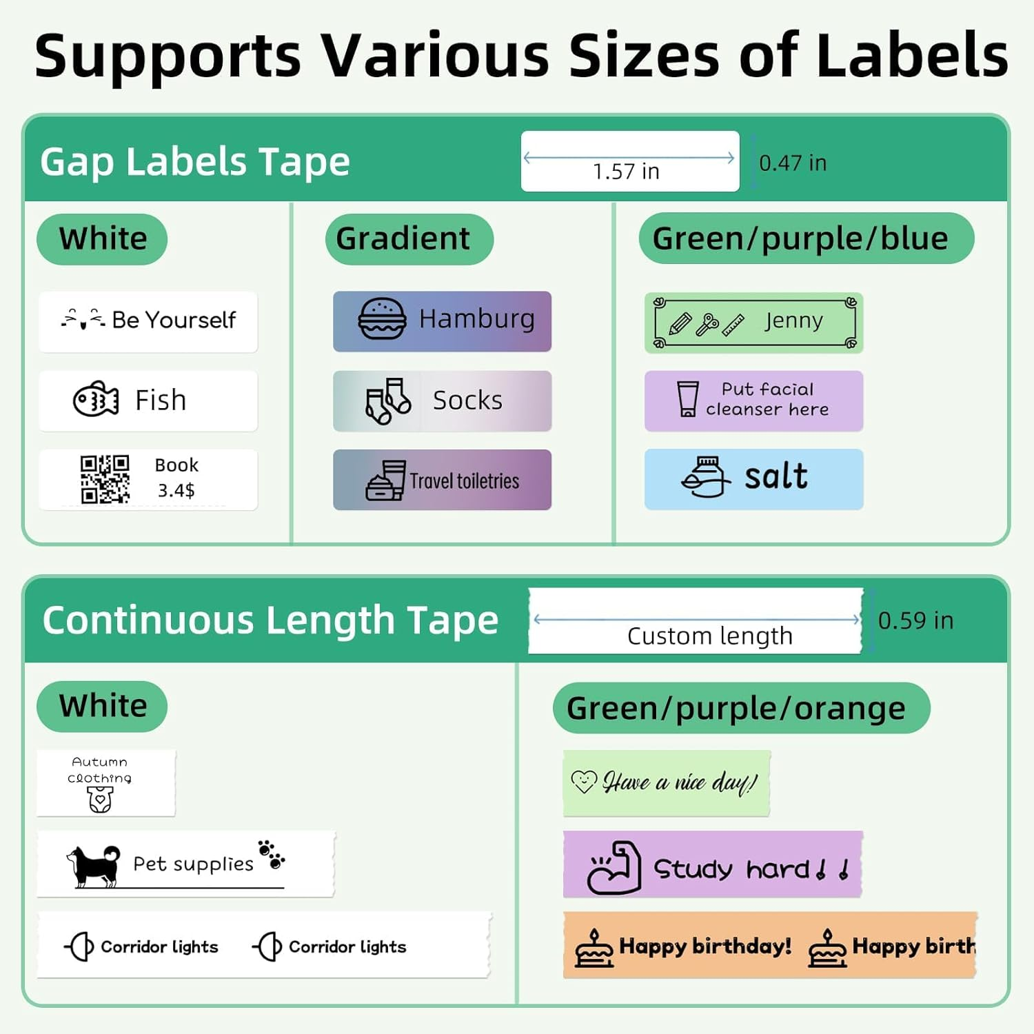 ORGSTA S001 Label Printer Bluetooth Portable Mini Label Printer Self-Adhesive Labelling Device for Home, Office, School, Compatible with Ios & Android (Green image number 4