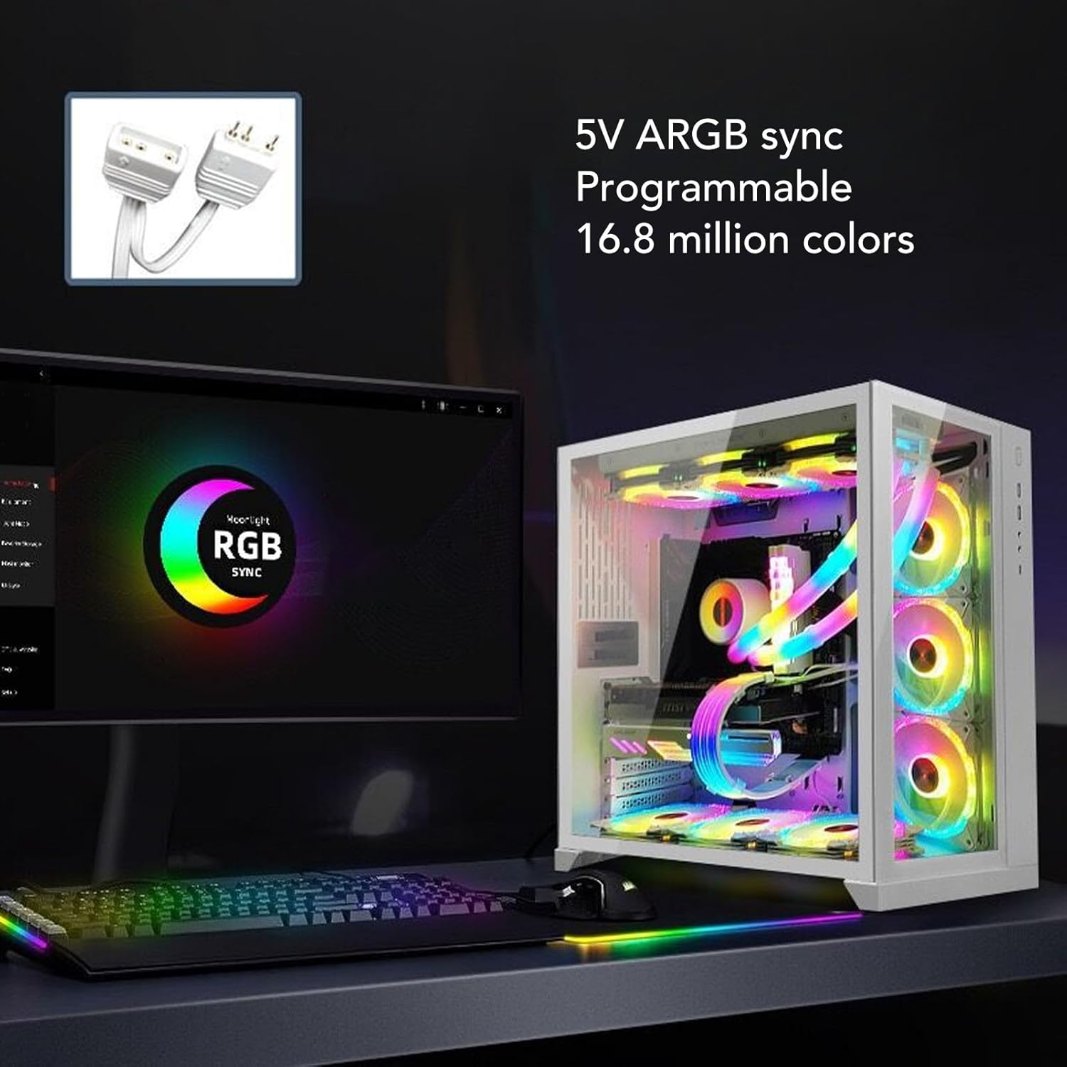 360 Degree Panoramic Soft Light ARGB Tube Sleeve, 35 Beads, Snap on Design, Silicone Material, for ARGB Motherboards, Original Water Cooler 41-45Cm image number 2