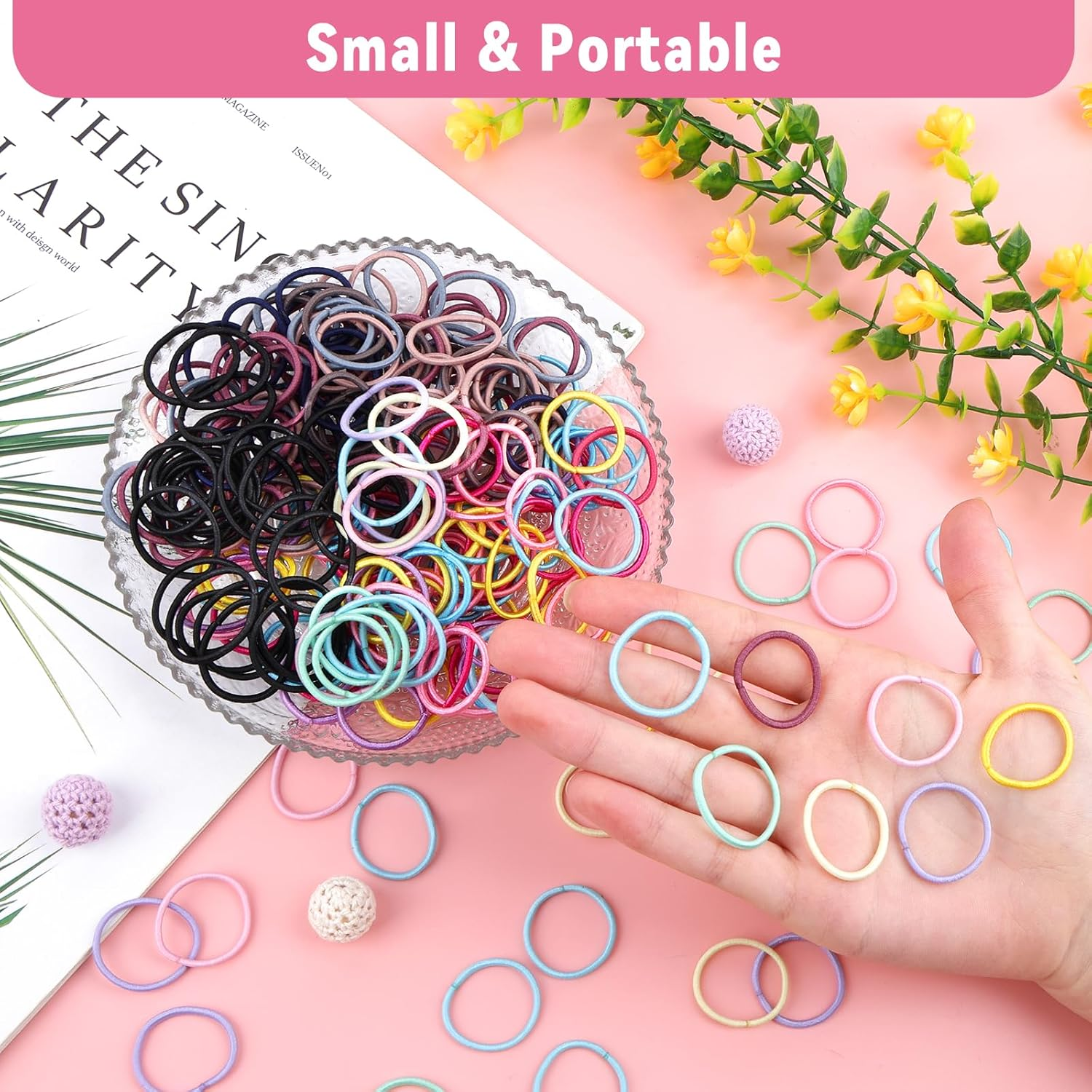 Pack of 400 Hair Bobbles Girls, Colourful Baby Hair Bobbles, Elastic Hair Bobbles, Small, Non-Metal Ponytail Holders for Toddler Girls image number 4