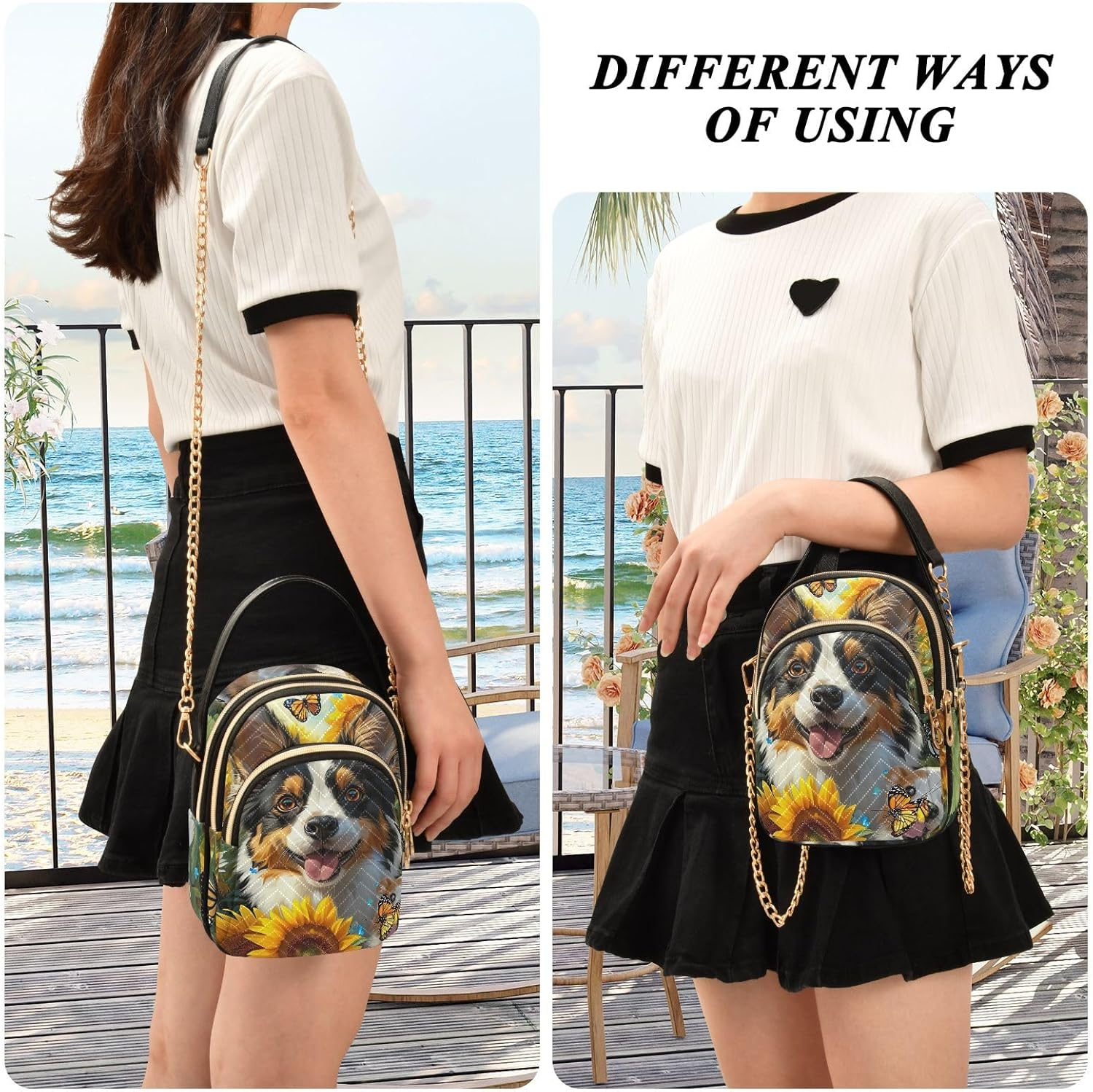 GAIREG Dog Pets Sunflower Quilted Bag Small Handbags for Women - Angry Bull image number 2