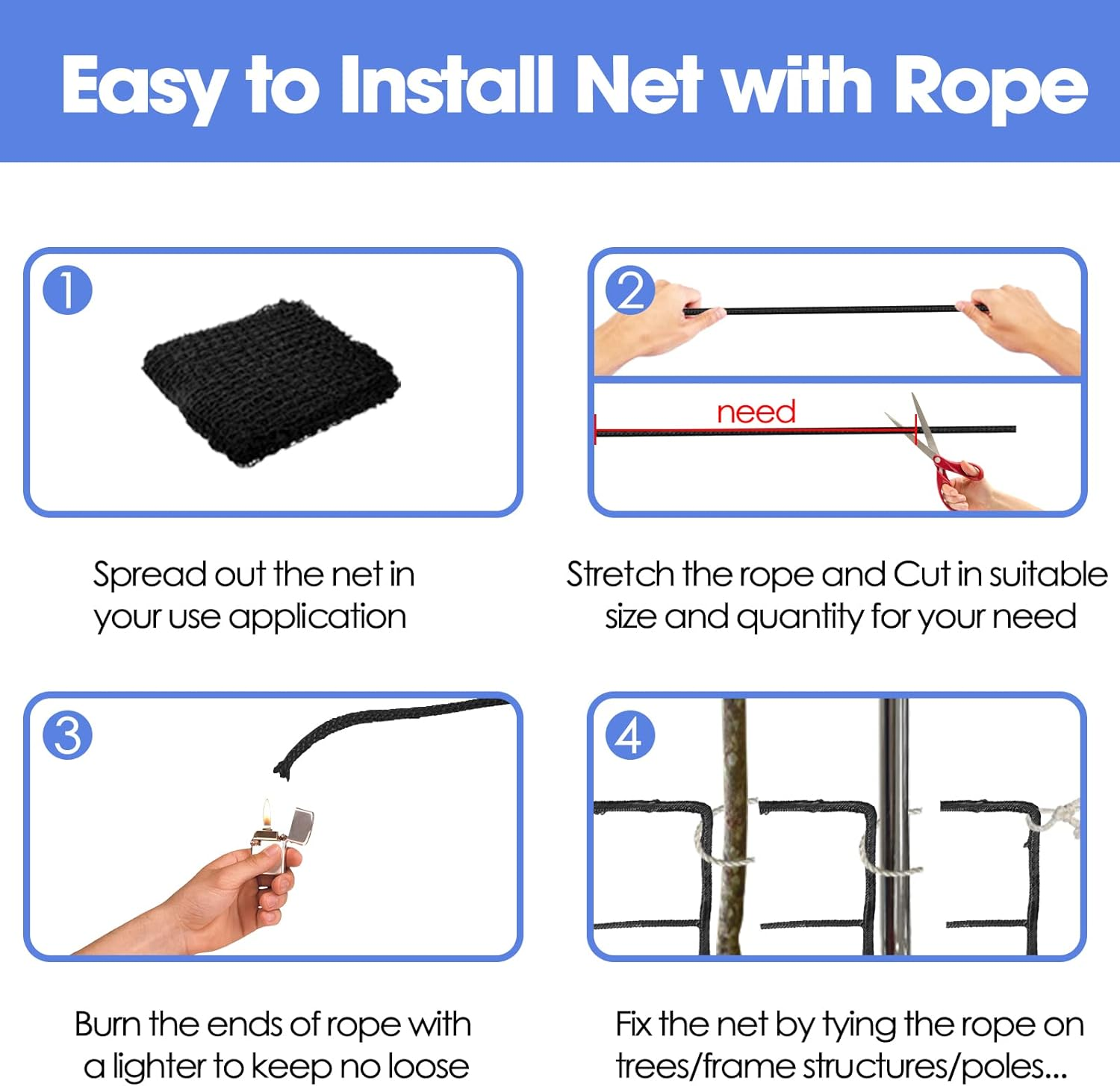 Soccer Backstop Net, High Impact Soccer Barrier Net, Nylon Soccer Practice Sports Netting 10X20Ft/10X30Ft/10X40Ft image number 5