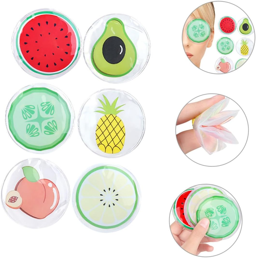 CIYODO 6Pcs Fruit-Shaped Cooling Eye Pads PVC Gel Reusable Eye Patches Soothing Cold and Warm Therapy and Swelling image number 1