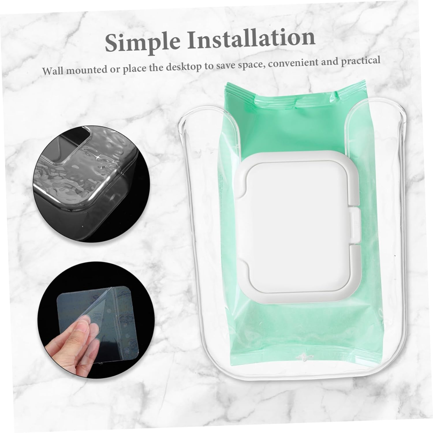 BESTYASH Wall Mount Tissue Dispenser Holder Punch Wipe Storage Box for Kitchen and Bathroom Transparent White Design Versatile Mounting Options for Easy Organization image number 4