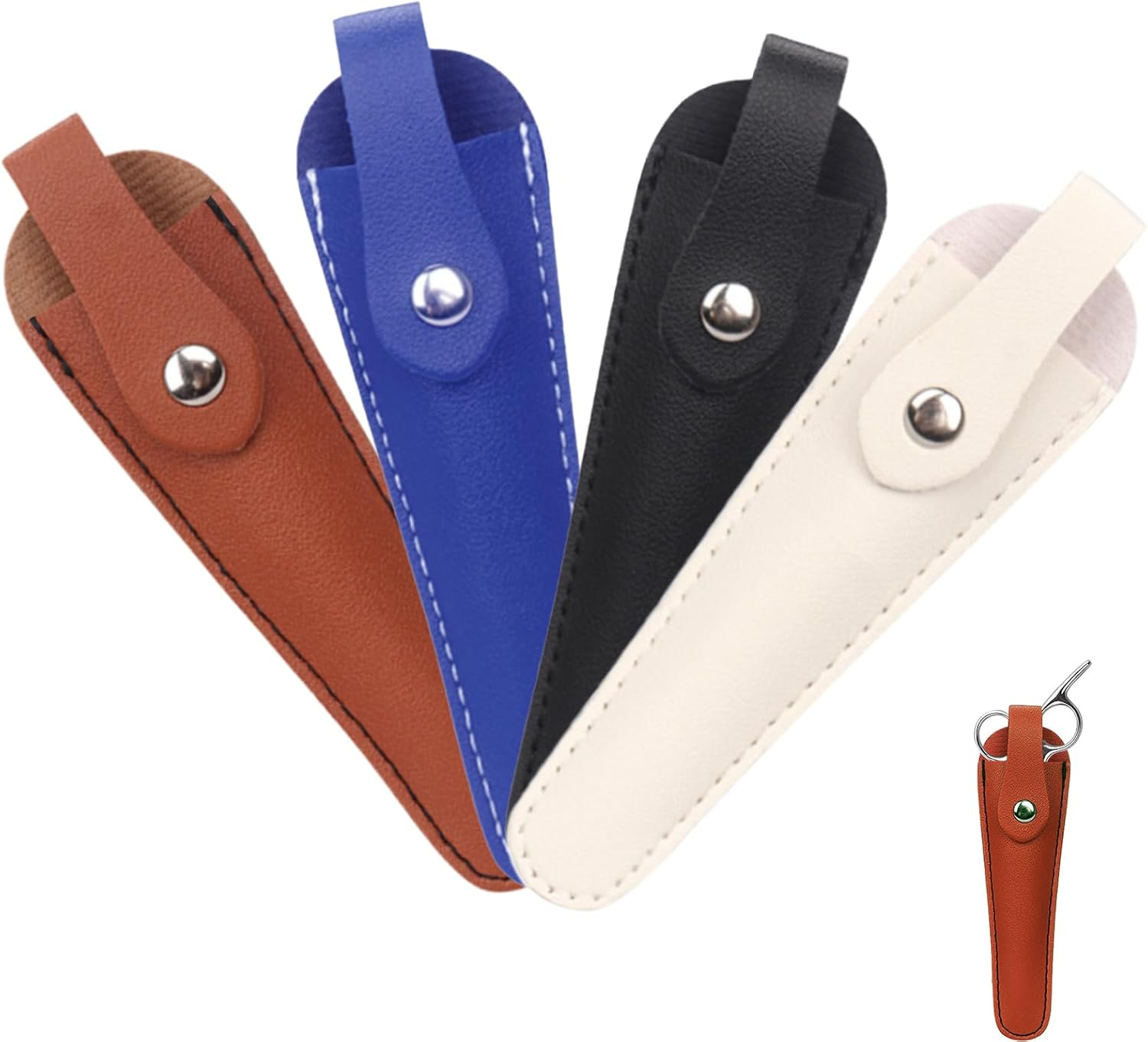 Pack of 4 Scissors Sheath, Salon Hair Scissor Bag, Professional PU Leather Scissors Bag, Portable Scissors Bag, Four Colours, for Storing Single Scissors, Hairdressing Scissors Professional image number 6