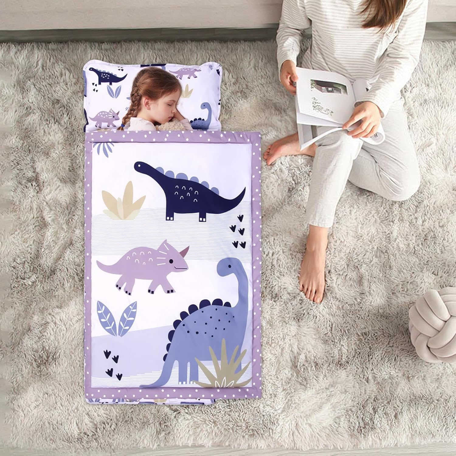 Nap Mats for Preschool,Removable Child Sleeping Bag for Travel - Children Cartoon Portable Rest Mat for Preschool Travel Camping Naptime Slumber Bedroom Home - C image number 5