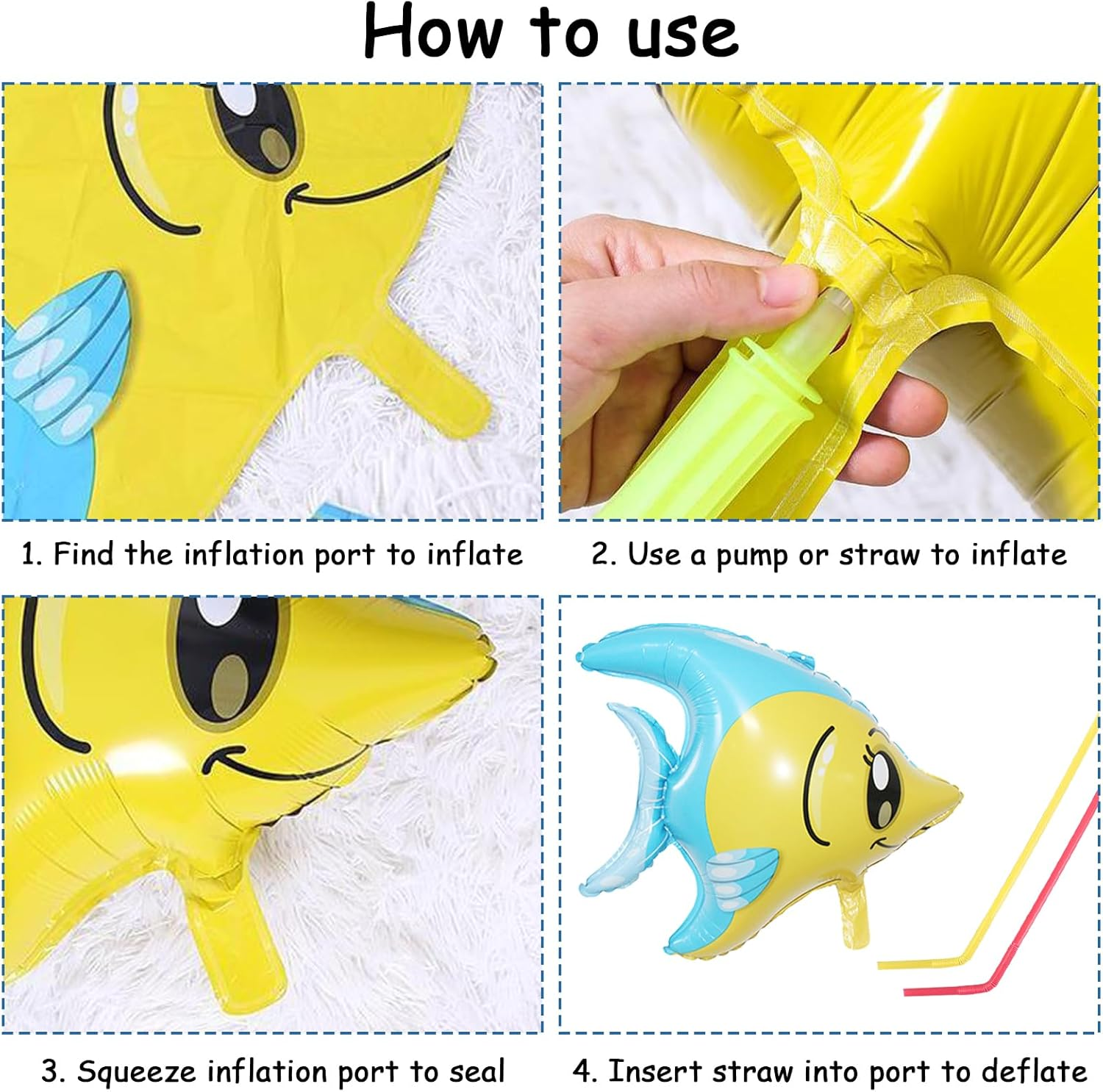 16Pcs under the Sea Party Decorations, KUAOOAUK Large Ocean Themed Party Decorations, Starfish Seahorse Shark Crab Foil Balloons, Sea Animal Balloons for Kids Baby Shower Birthday Party image number 5