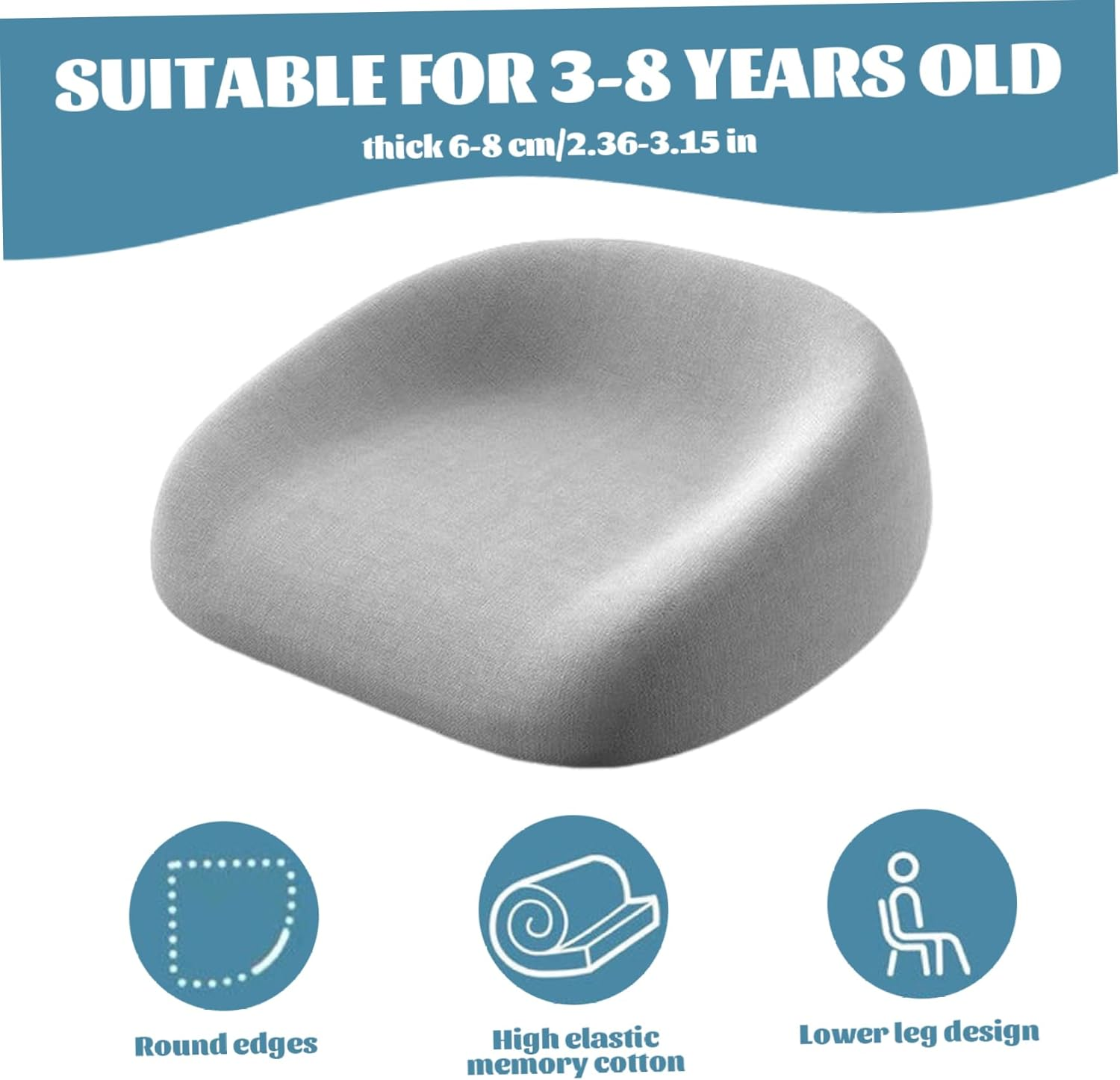 Toddler Booster Seat, Booster Seat for Table, Square Dismountable Booster Seat with Adjustable Safety Belts Non-Slip Reusable Children Booster Seat for Home, Restaurants, Theaters, Grey