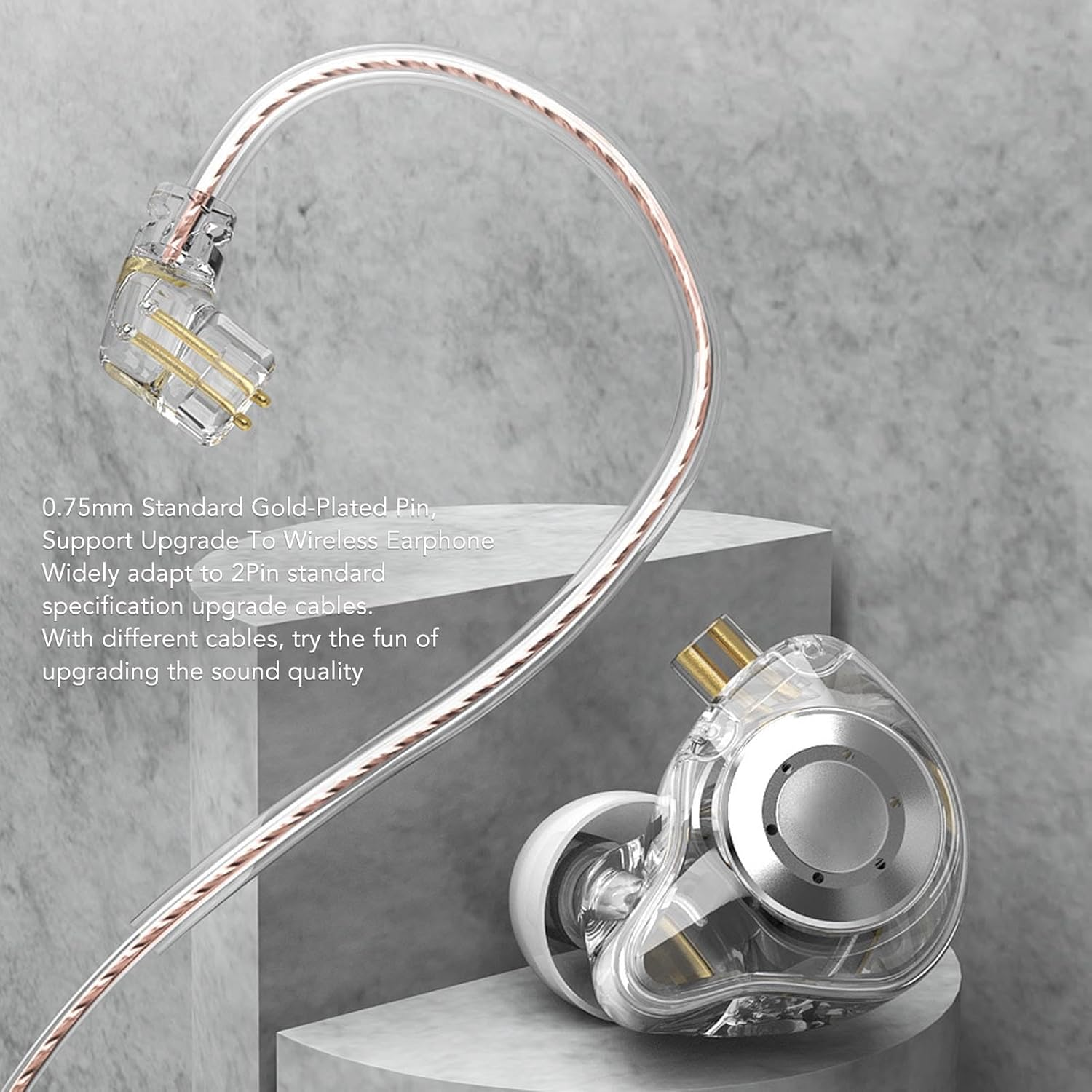 RIZGHWOY EDX PRO Hifi Wired Earphones with Oxygen Copper Wire for DJ Stage Performance - Hifi Earbuds for Travel (Transparent) image number 2