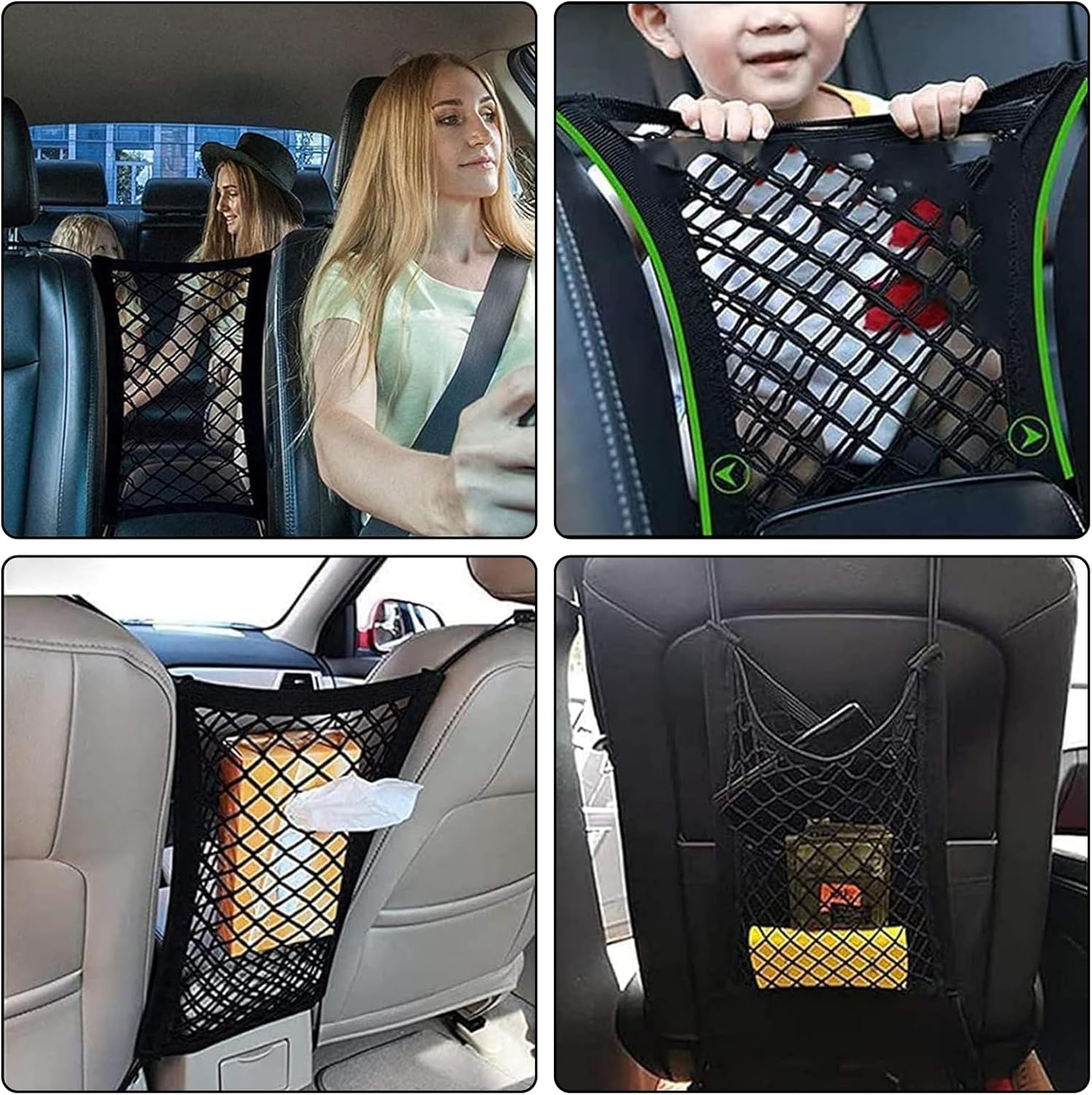 Adjustable Pet Barrier for Car, Heavy-Duty Dog Barrier Net Keeps Pets Safe in Back Seat, Universal Fit Cargo Net for Cars, Trucks and Suvs with Easy Installation