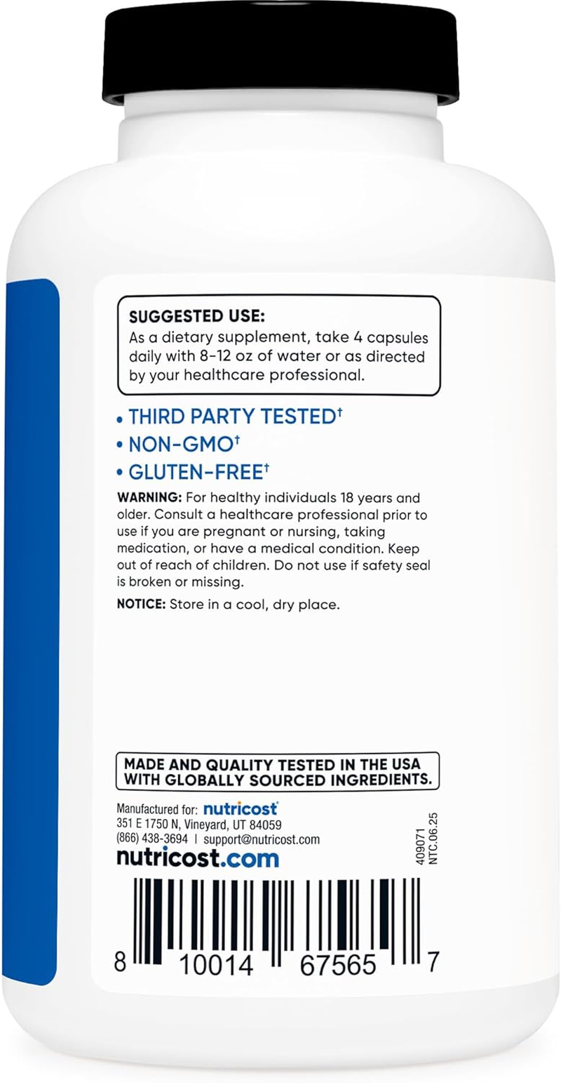 Nutricost Creatine Monohydrate 3,000Mg, 180 Capsules (750Mg per Capsule) - Gluten Free, Non-Gmo image number 4