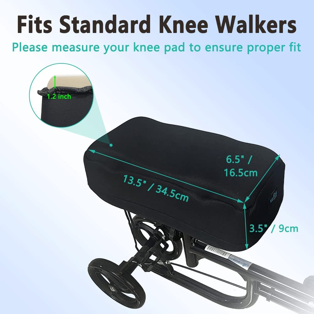 Knee Scooter Pad for Comfort Knee Walker Pad Cover Cushion Scooter for Broken Foot Leg Injury Knee Cushion Roller Scooter Padding Medical Foam Cushion Seat Cover (Black) image number 3