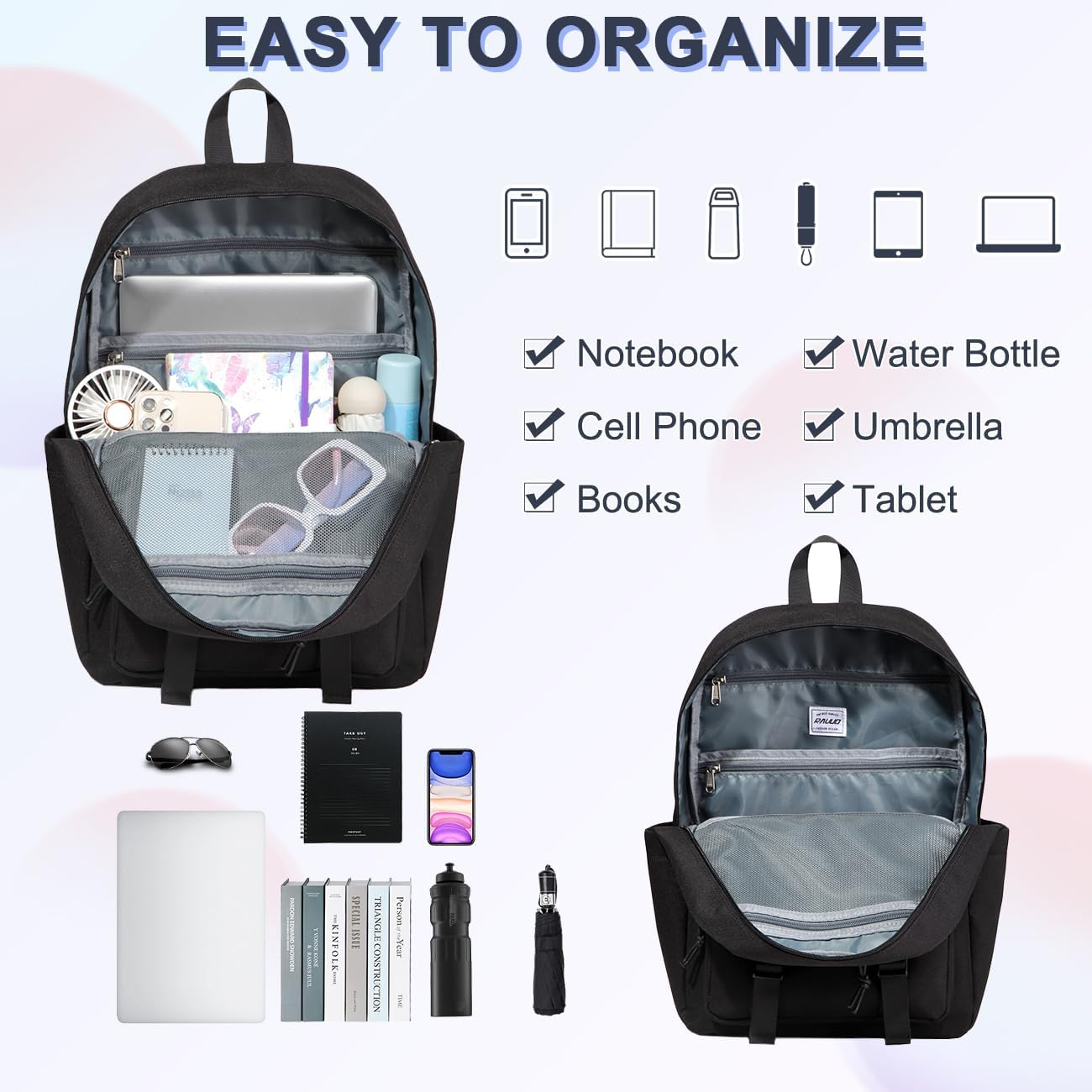 Backpack for Girls Boys,Ravuo Cute Kids Schoolbag Large Casual Bookbag for Elementary Middle Schooler Teen Rucksack image number 1